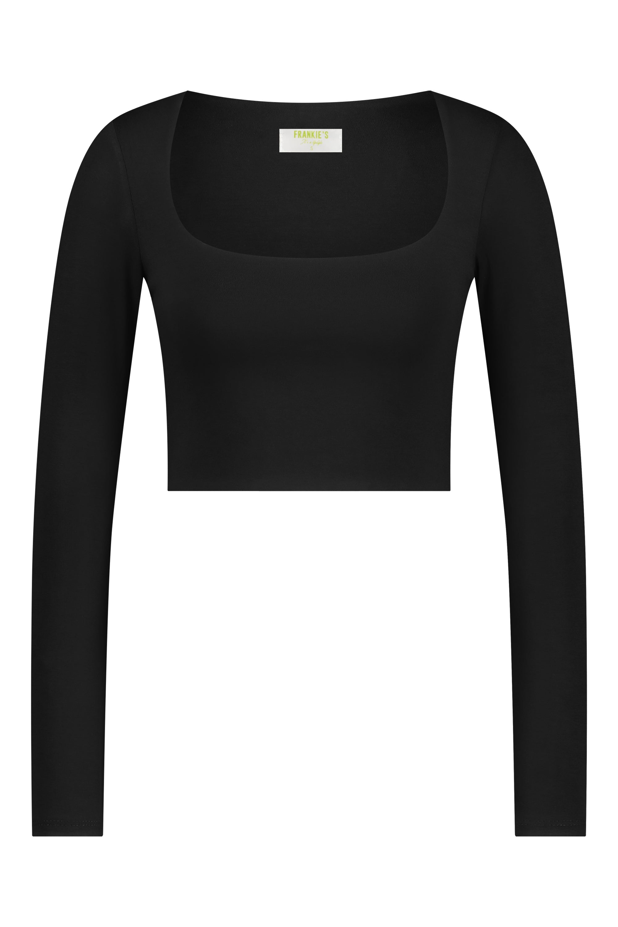 Basic-Crop-Top mit langen Ärmeln in Schwarz