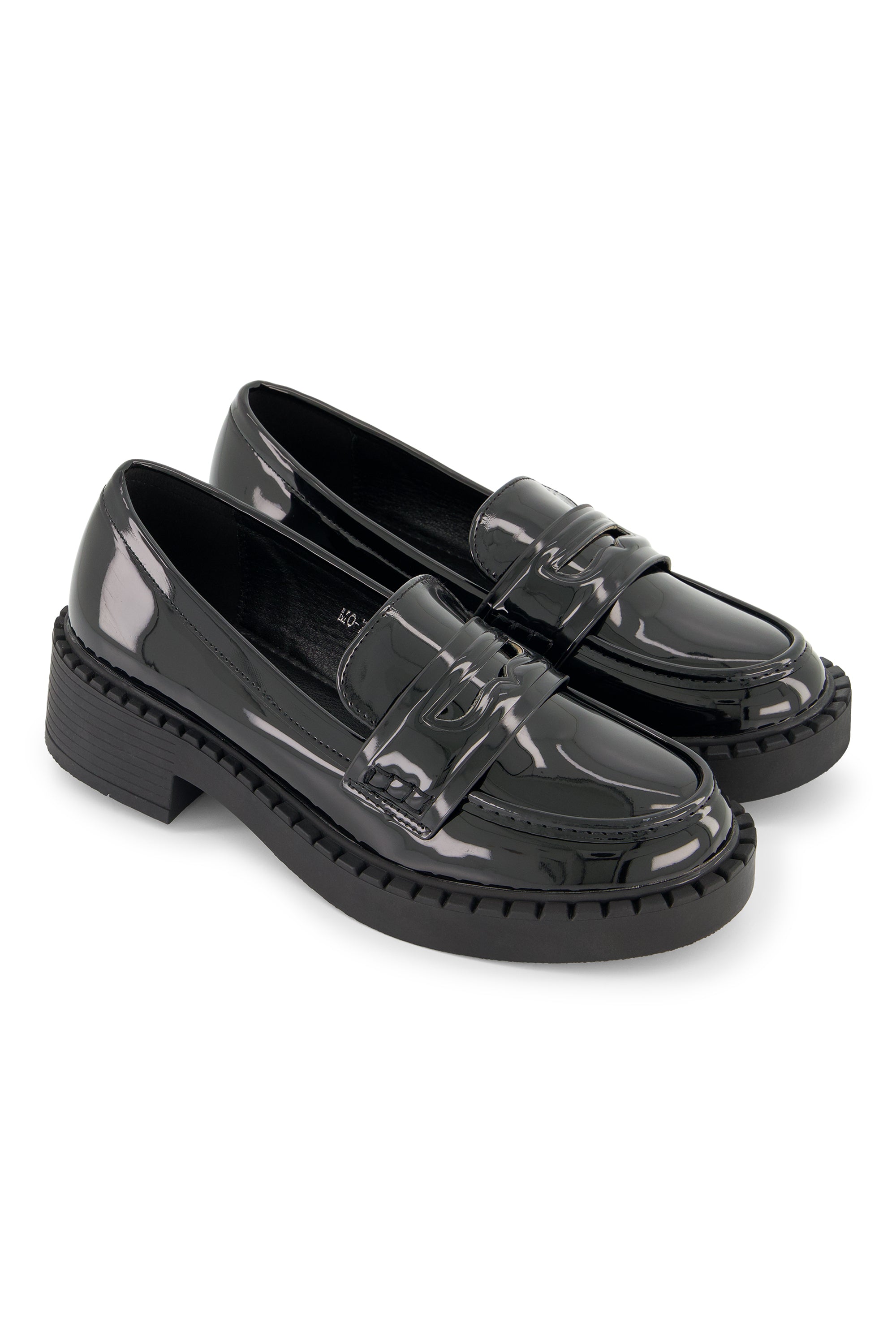 Lack-Loafer chunky schwarz