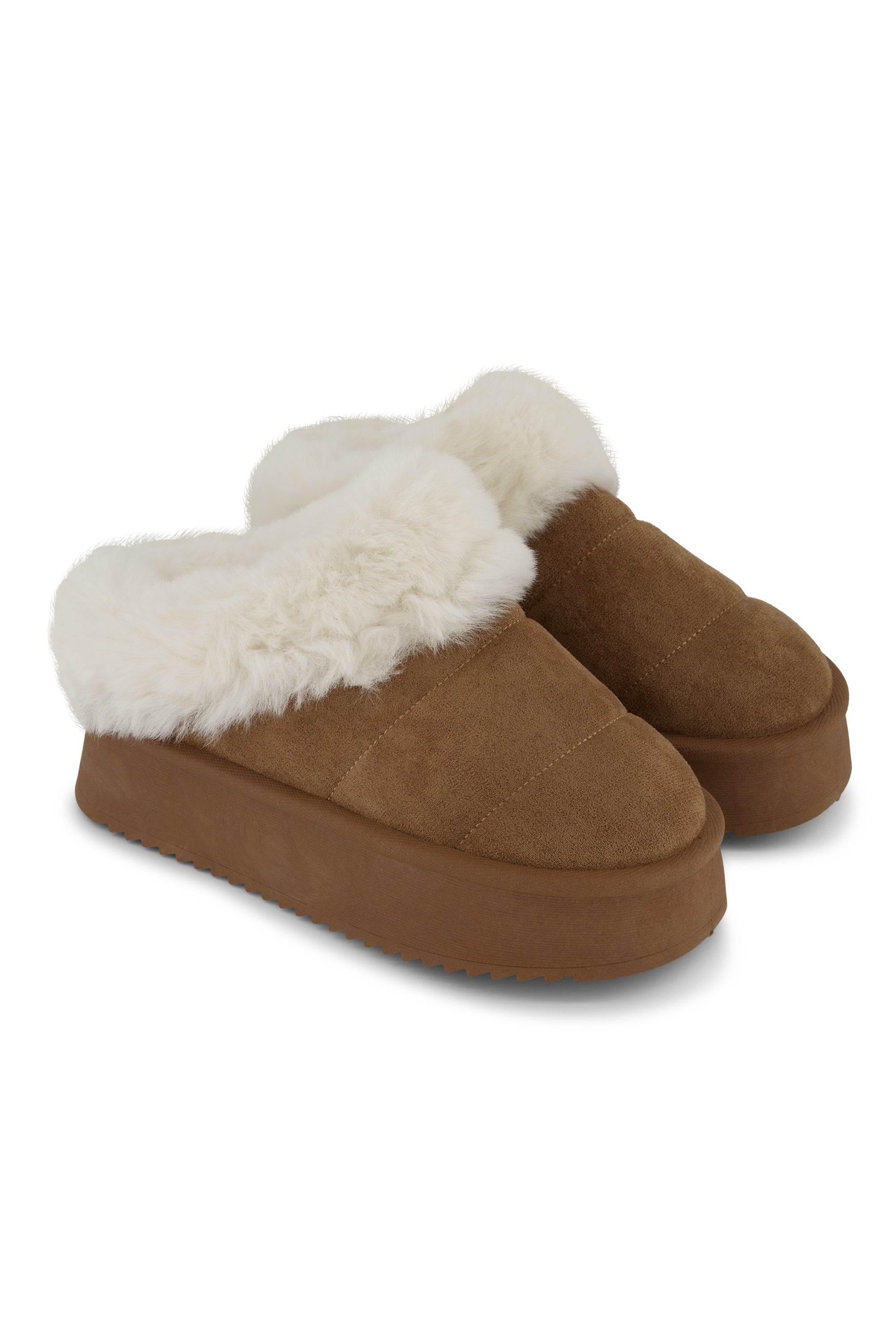 Platform pantoffel slipper camel