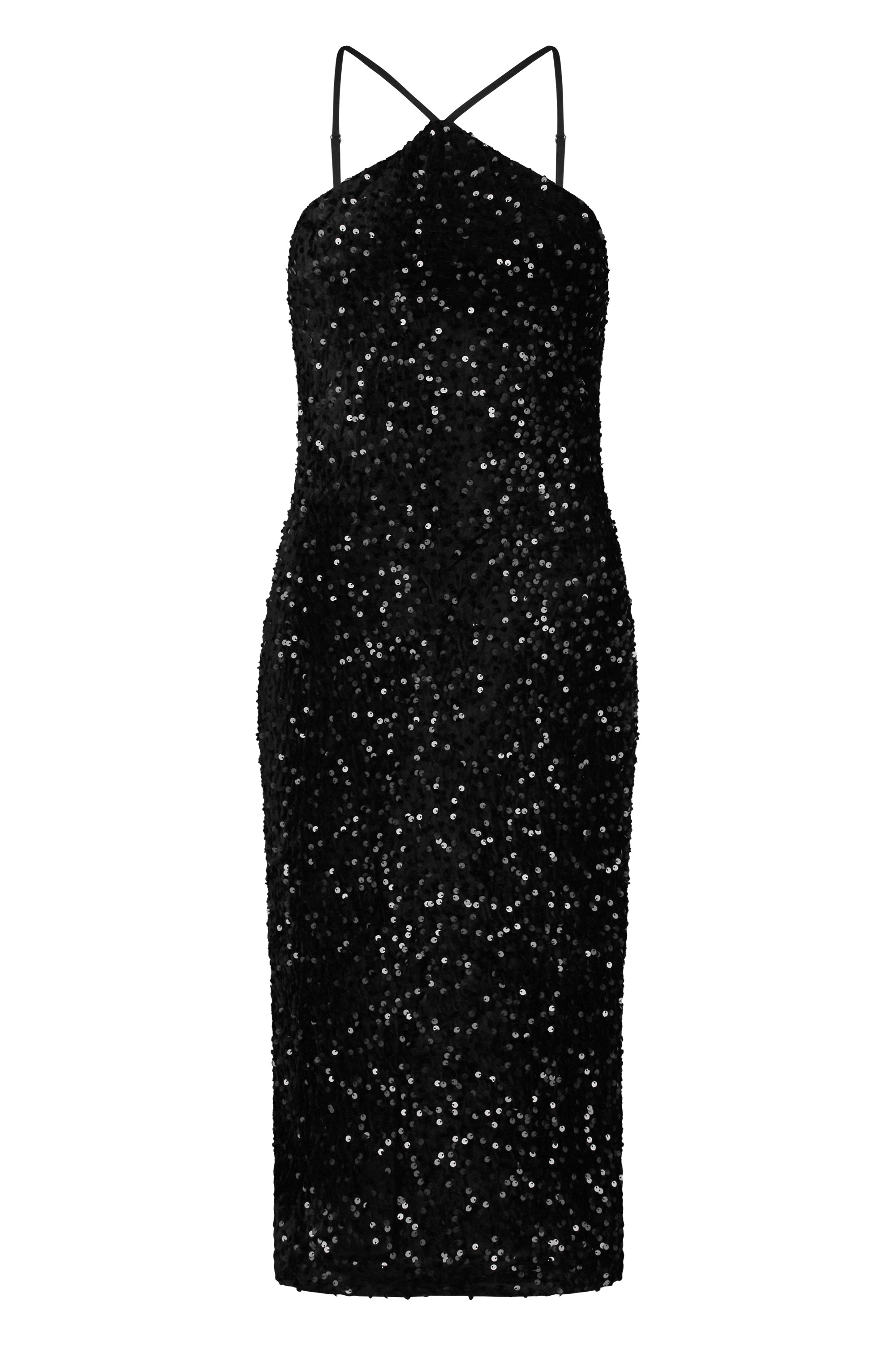 Party glitter midi dress black