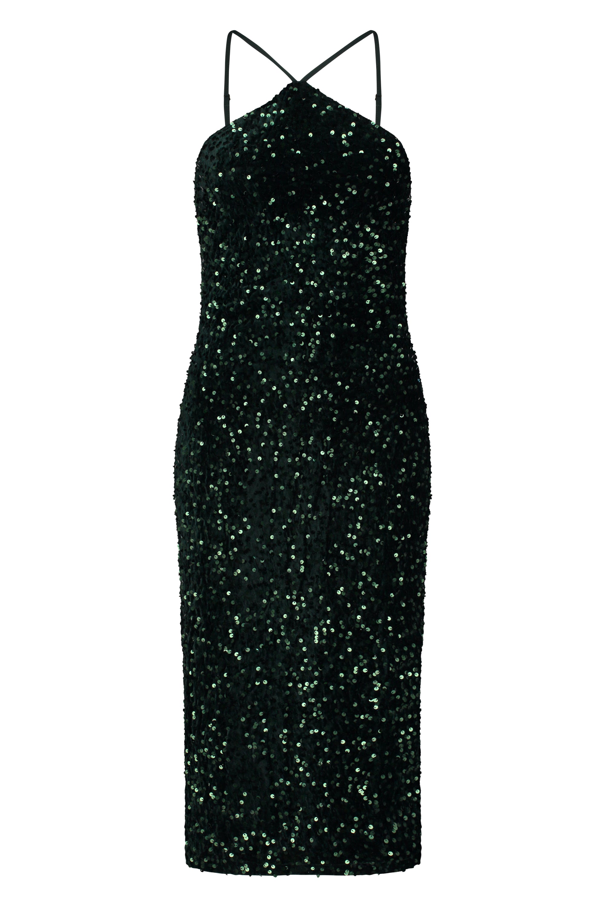 Party glitter midi dress green