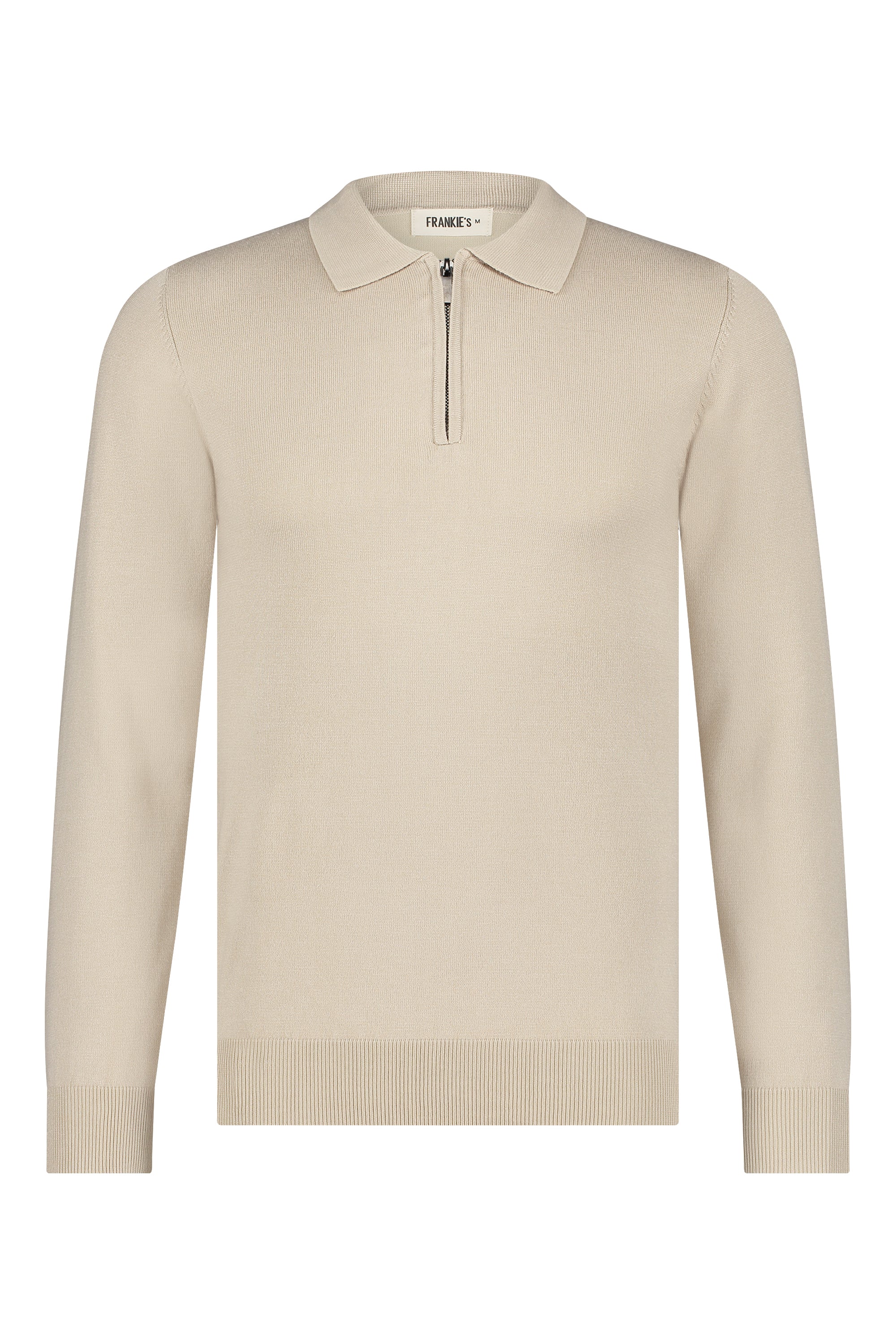 Polo knitwear long sleeve zipper beige