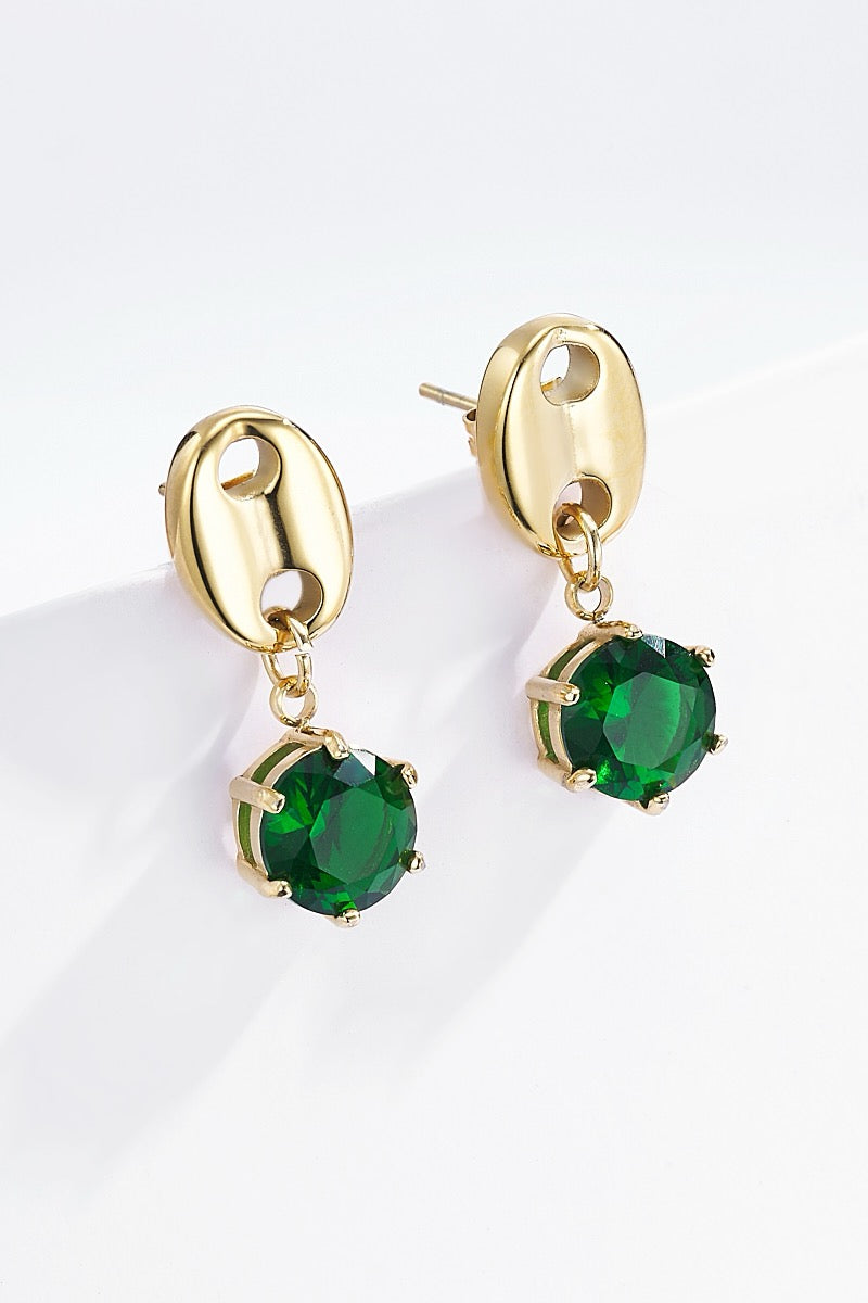 Earrings diamond green