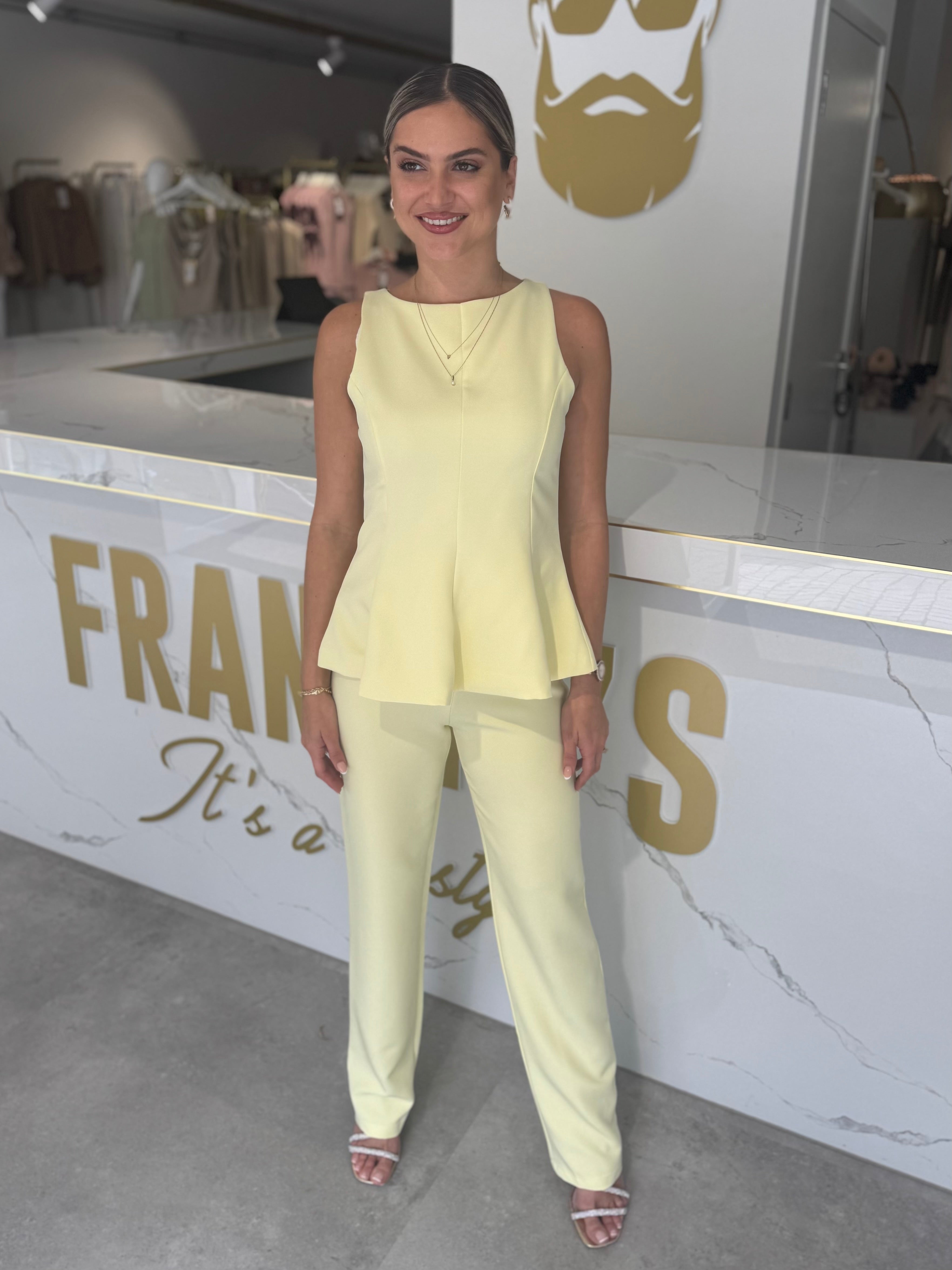 Peplum top butter yellow