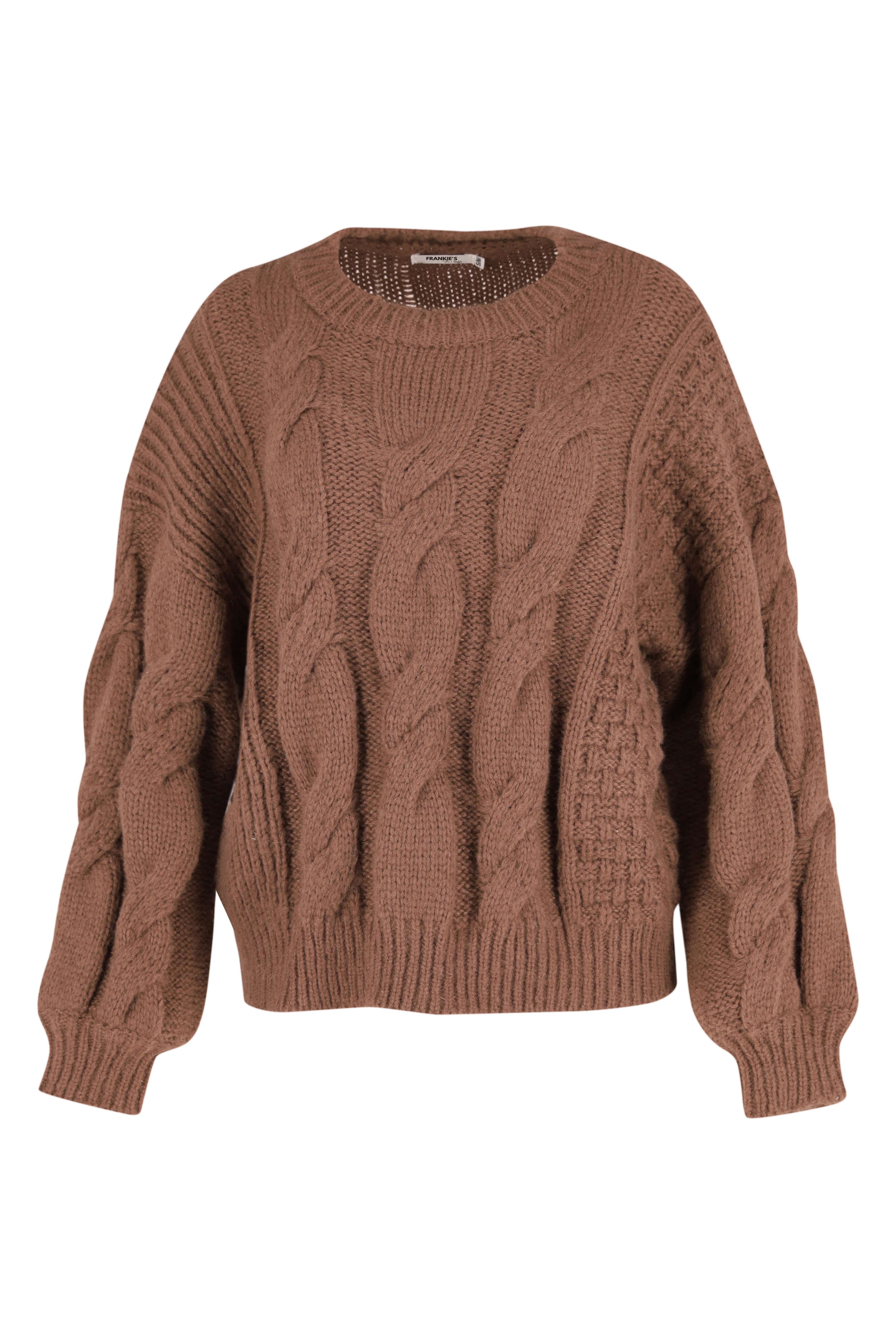Cable-Knit Chunky Sweater - Brown
