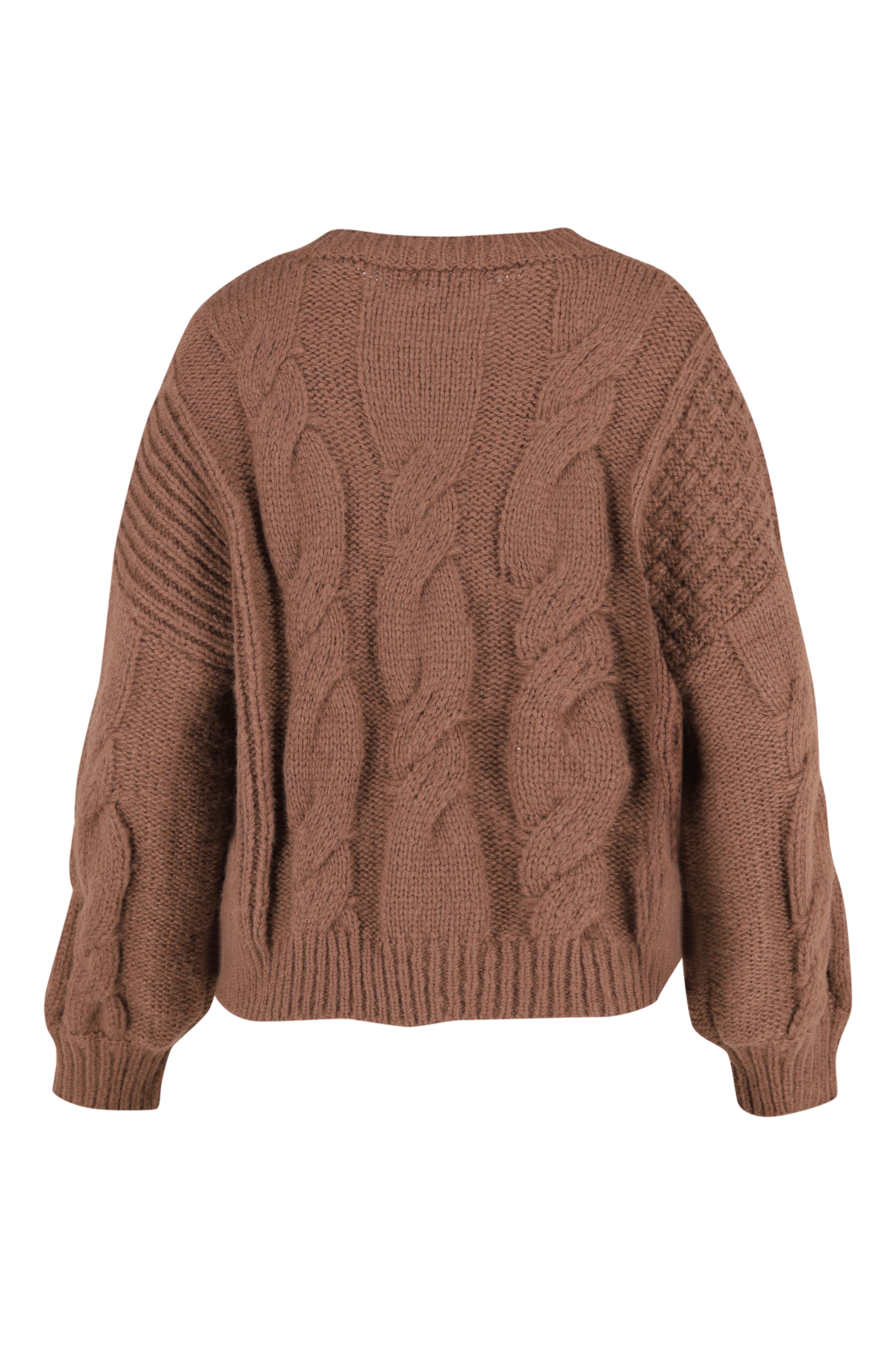 Cable-Knit Chunky Sweater - Brown