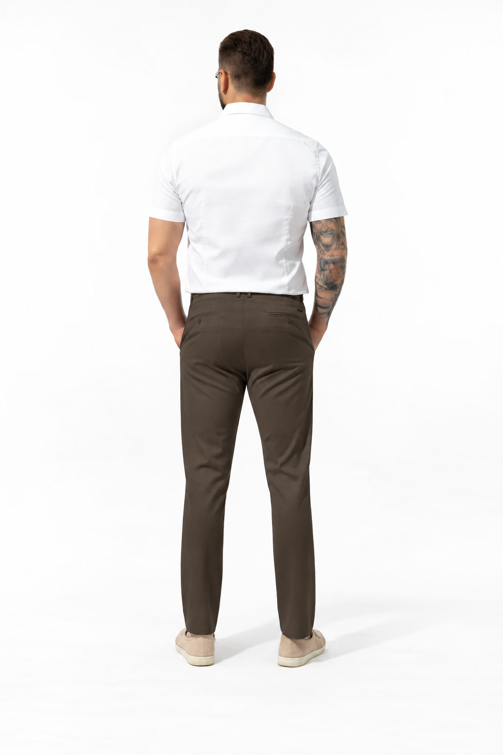 Trousers chic straight fit brown