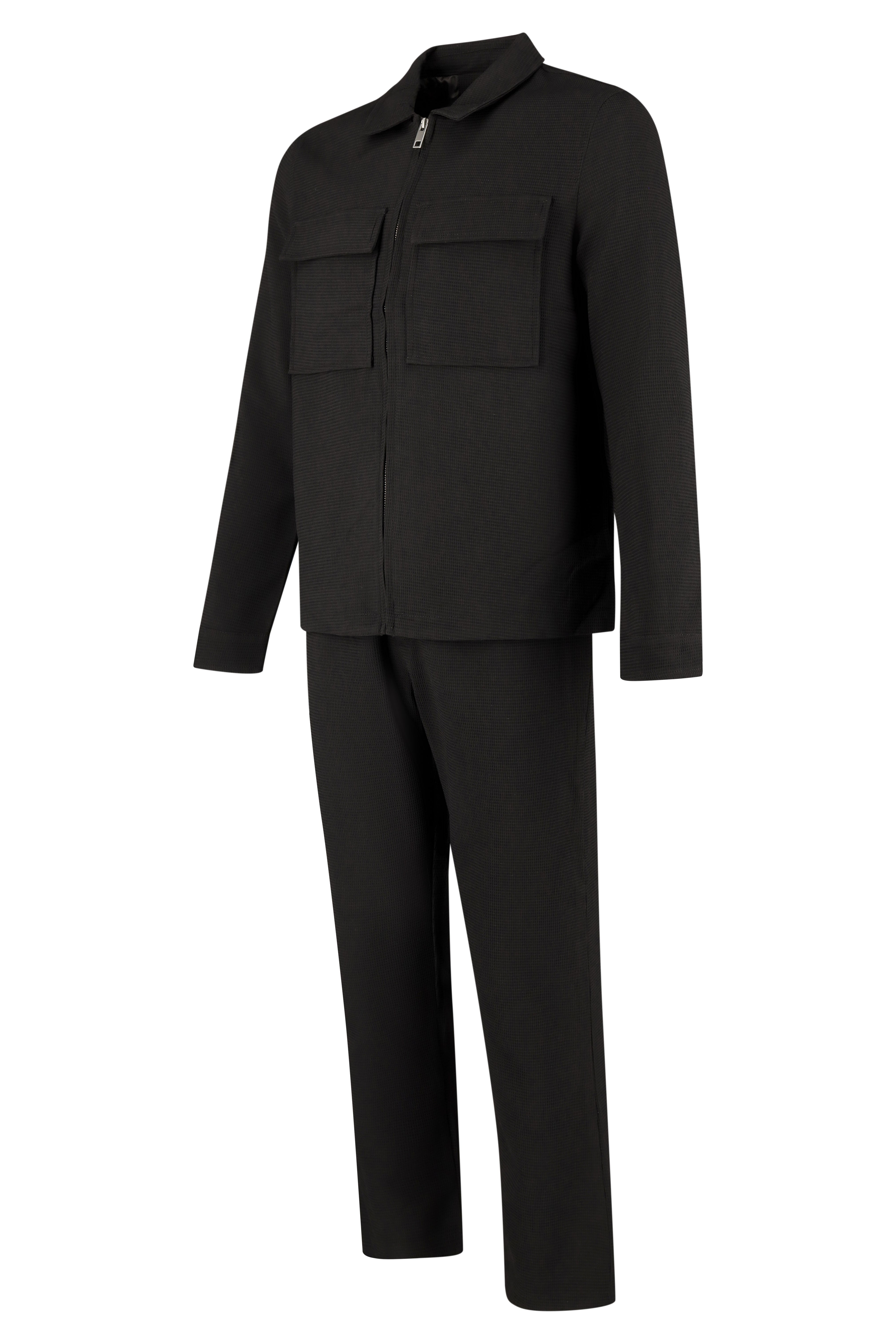 Textured Matching Set - Black