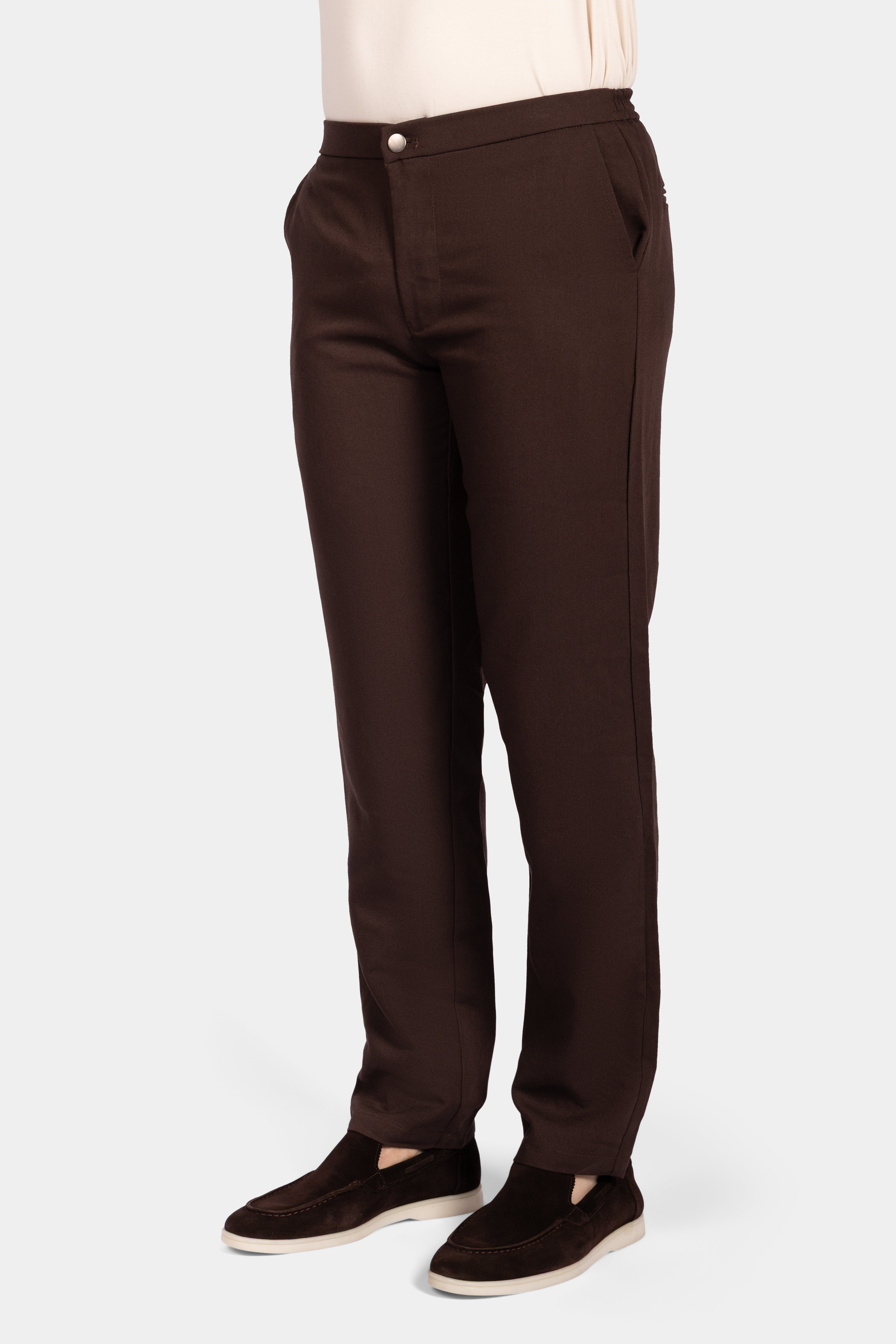 Zip-Up Jacket and Pantalon Set - Brown