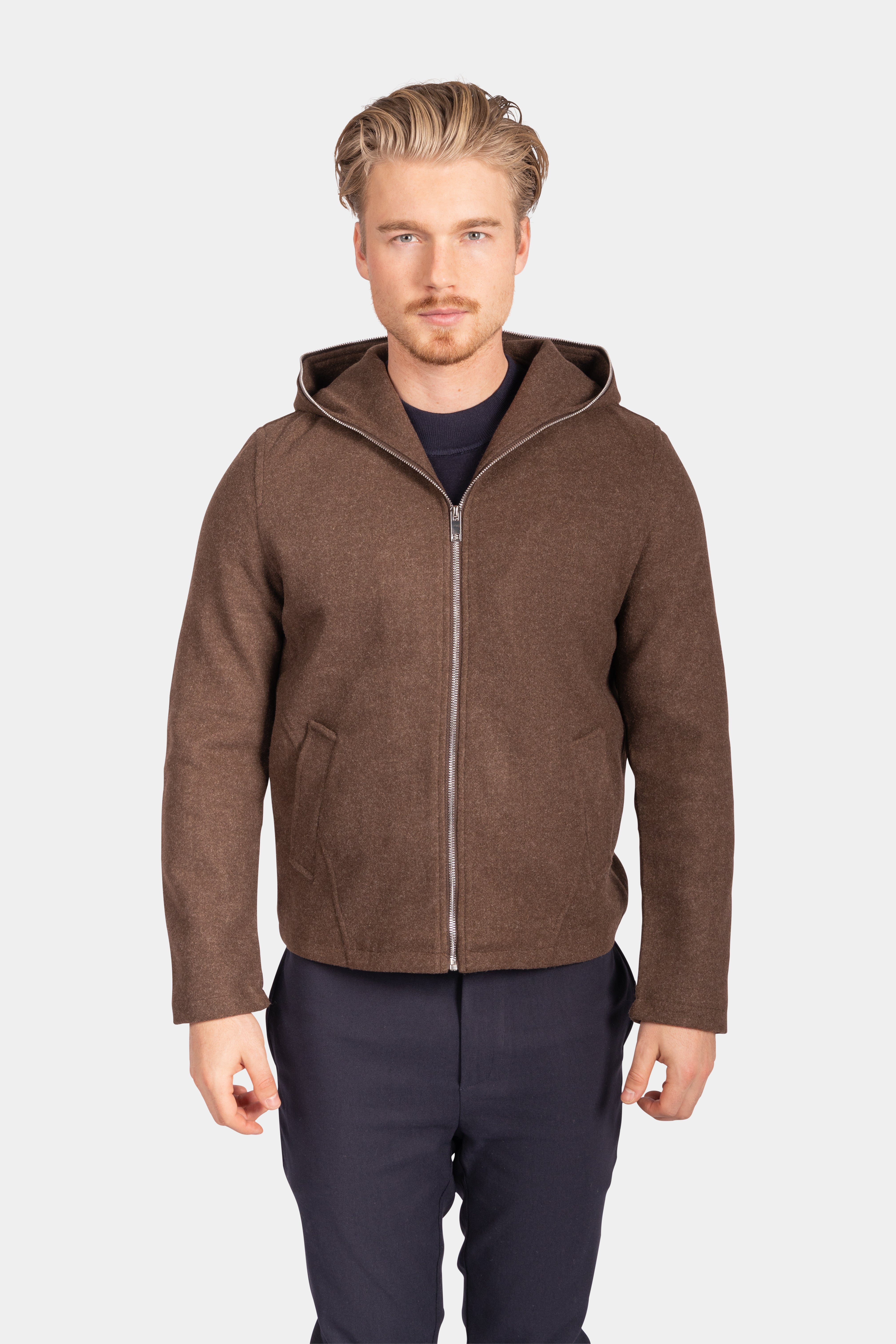 Minimalist Zip Hoodie - Brown