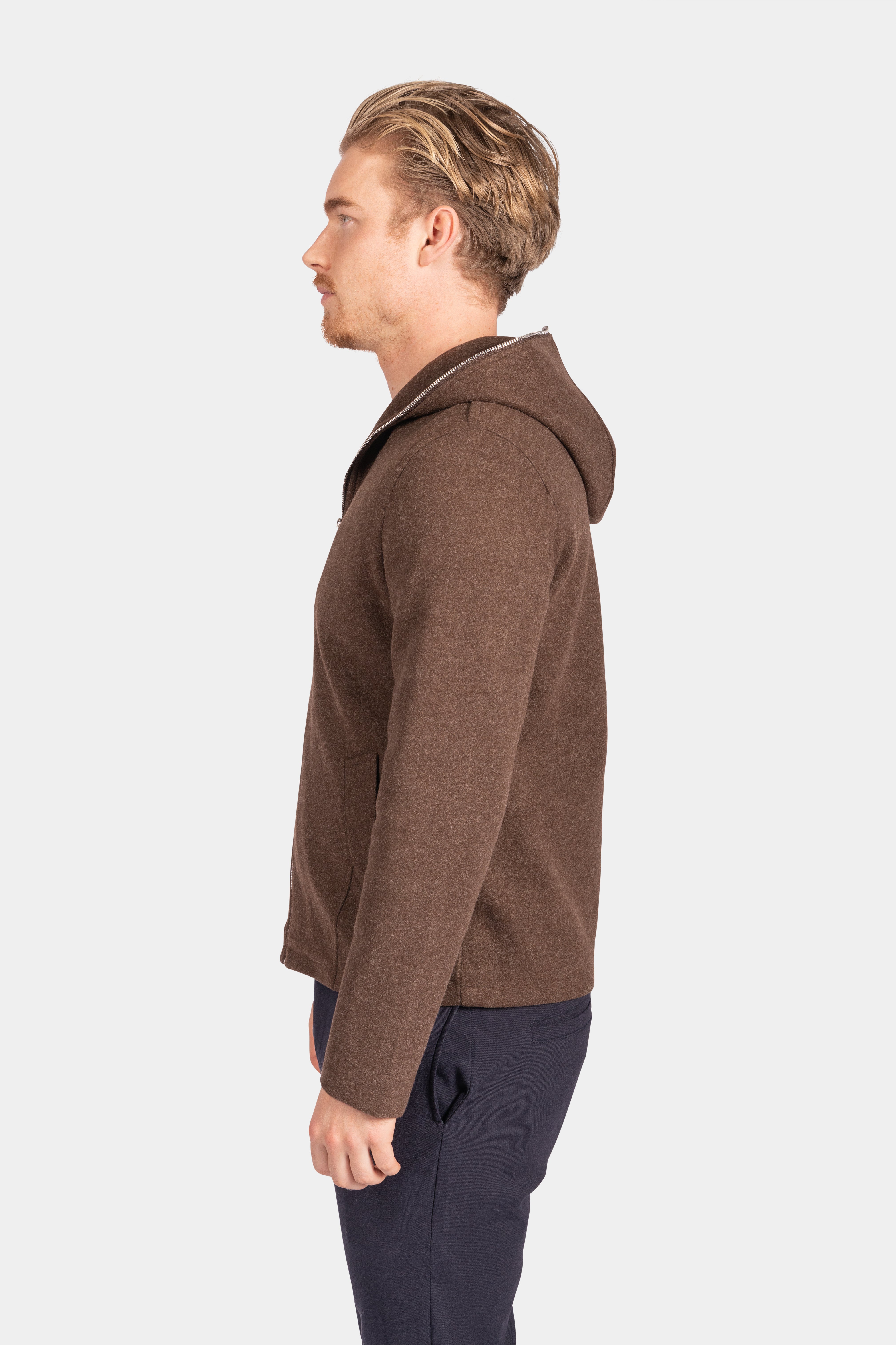 Minimalist Zip Hoodie - Brown