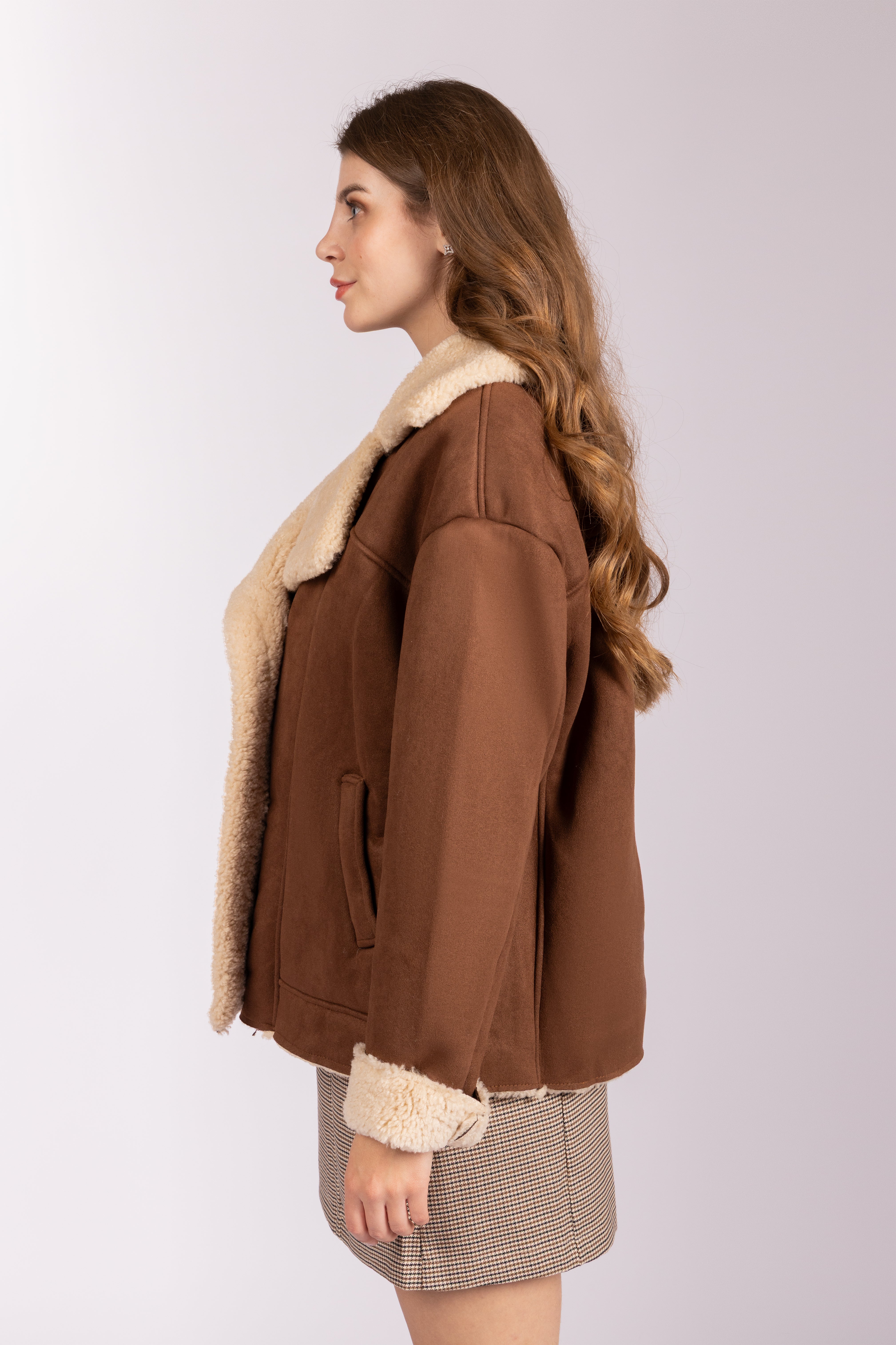 Aviator-Mantel aus Wildlederimitat