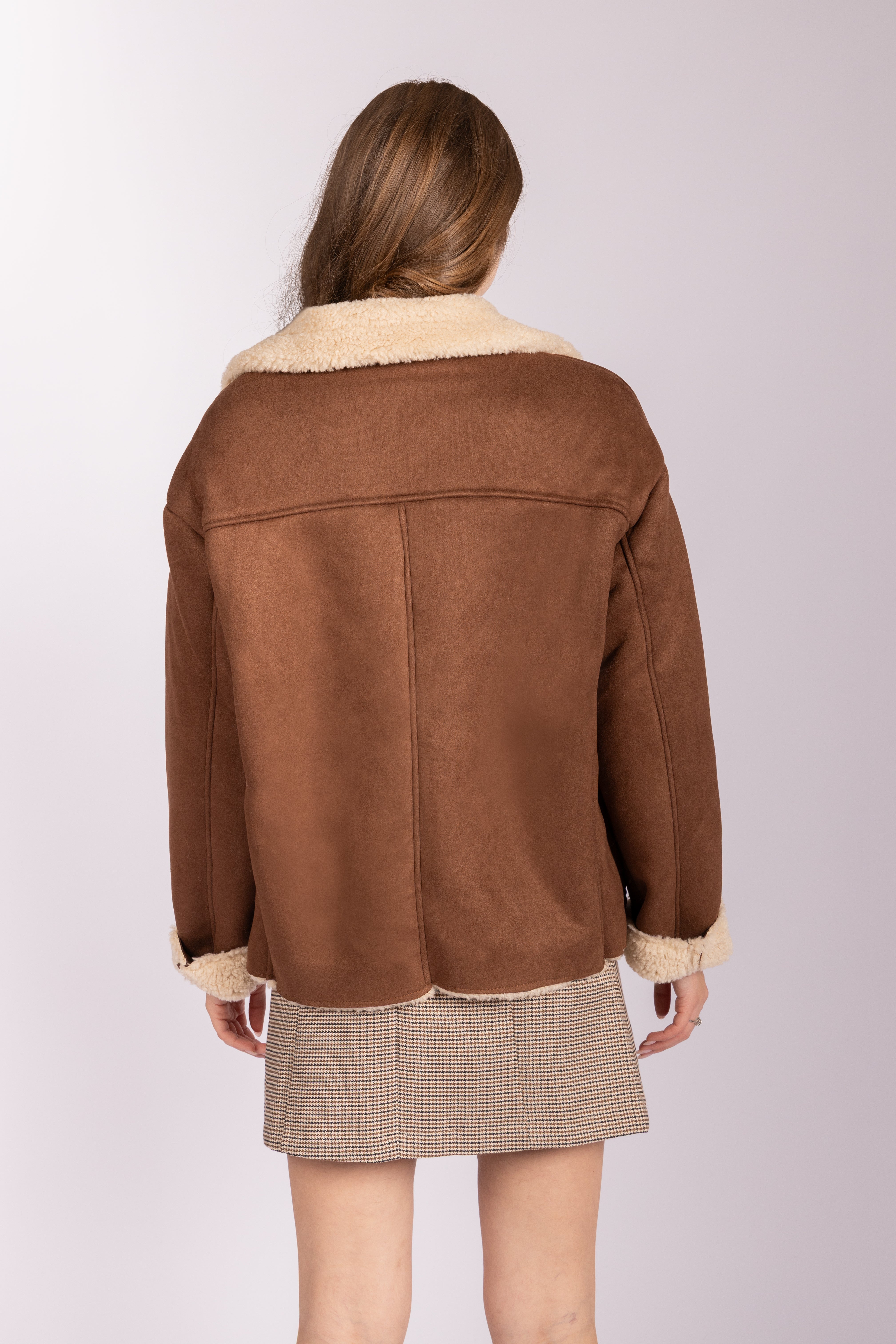 Aviator-Mantel aus Wildlederimitat