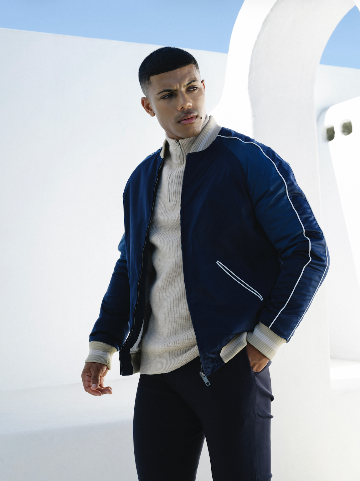 Colour Block Baseball jacket - Navy - Frankie's