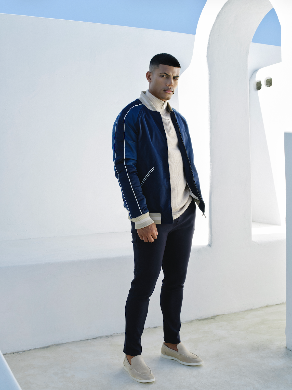 Colour Block Baseball jacket - Navy - Frankie's