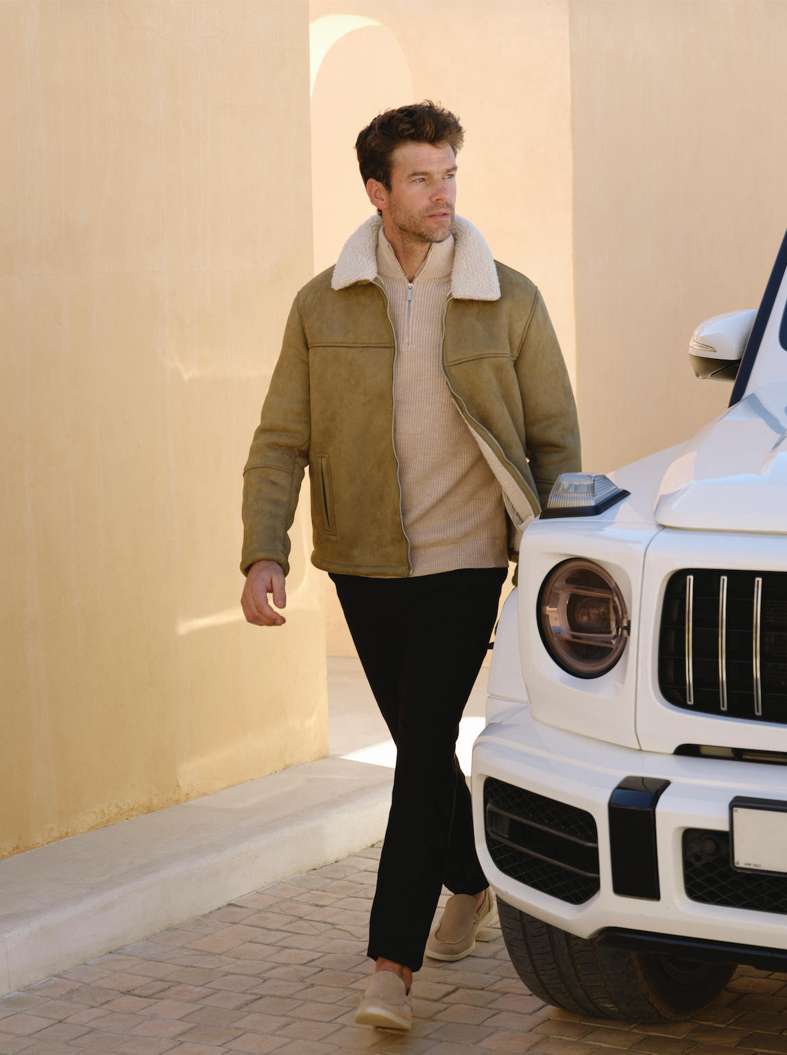 Faux Suede Jacket - Brown