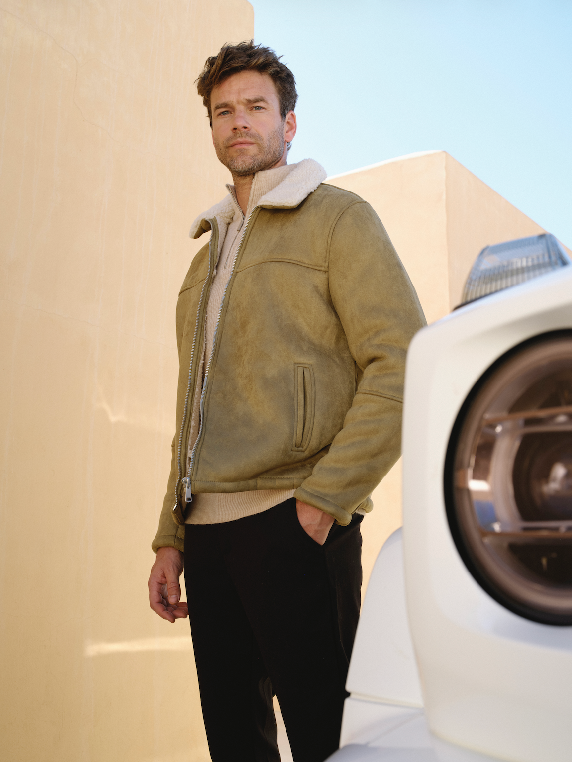 Faux Suede Jacket - Brown