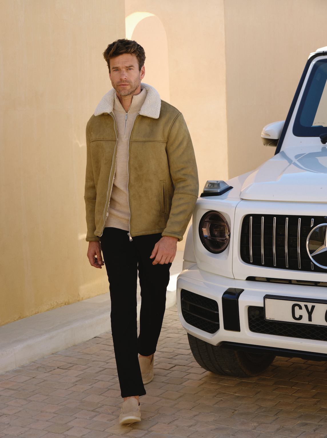 Faux Suede Jacket - Brown