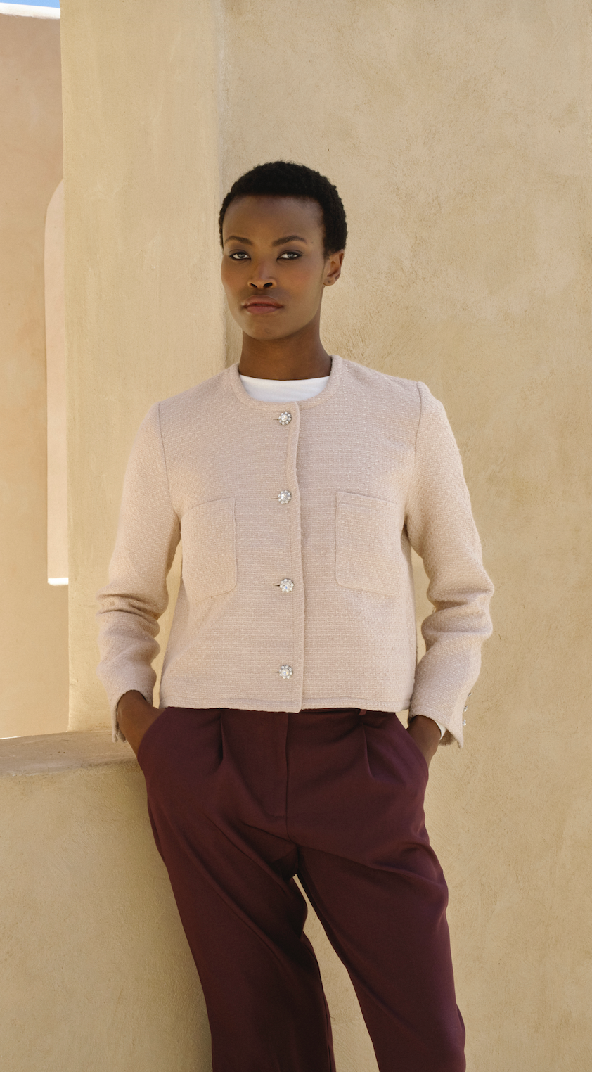 Bouclé Crop Jacket - Beige