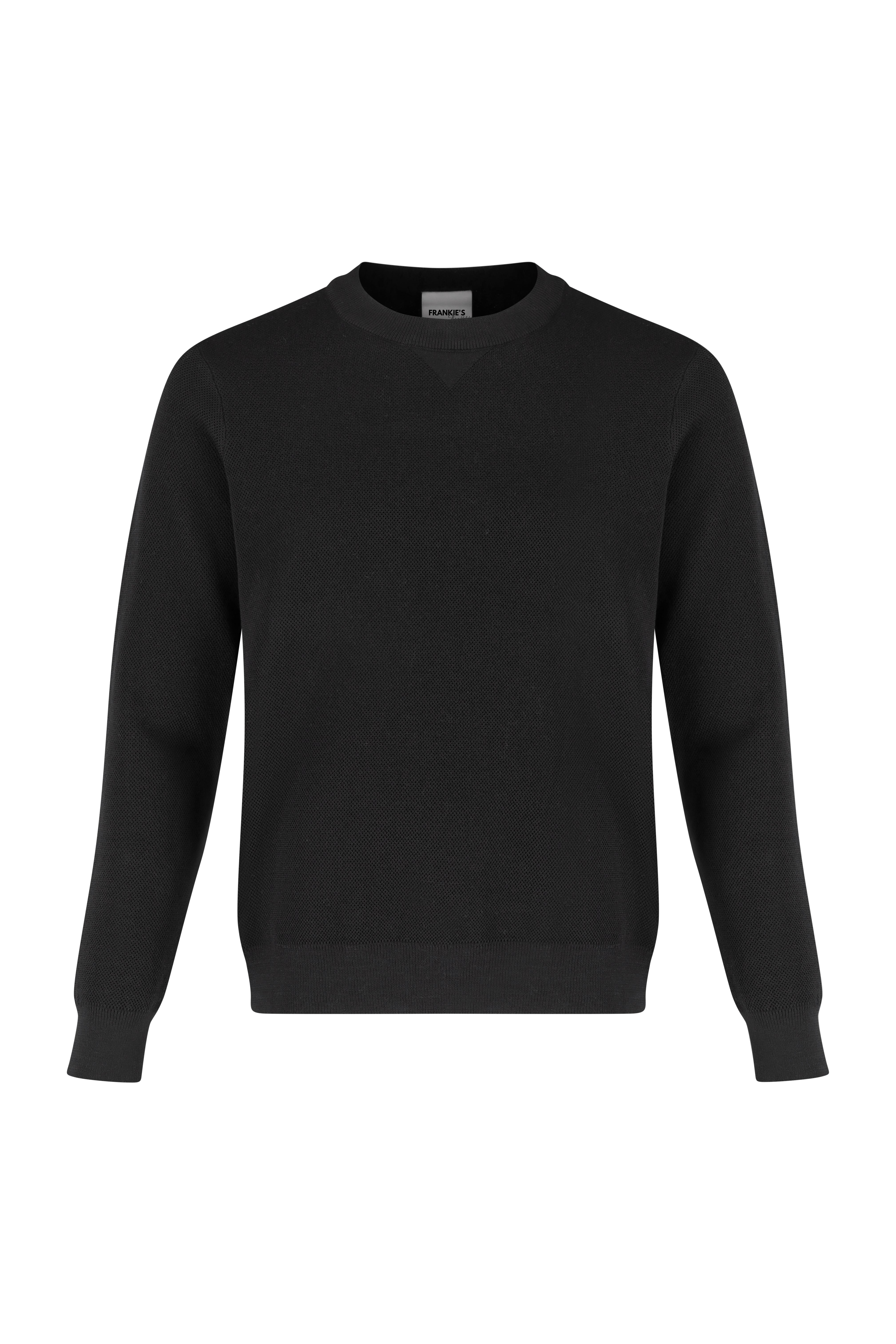 Crewneck Knitwear, Plain - Black