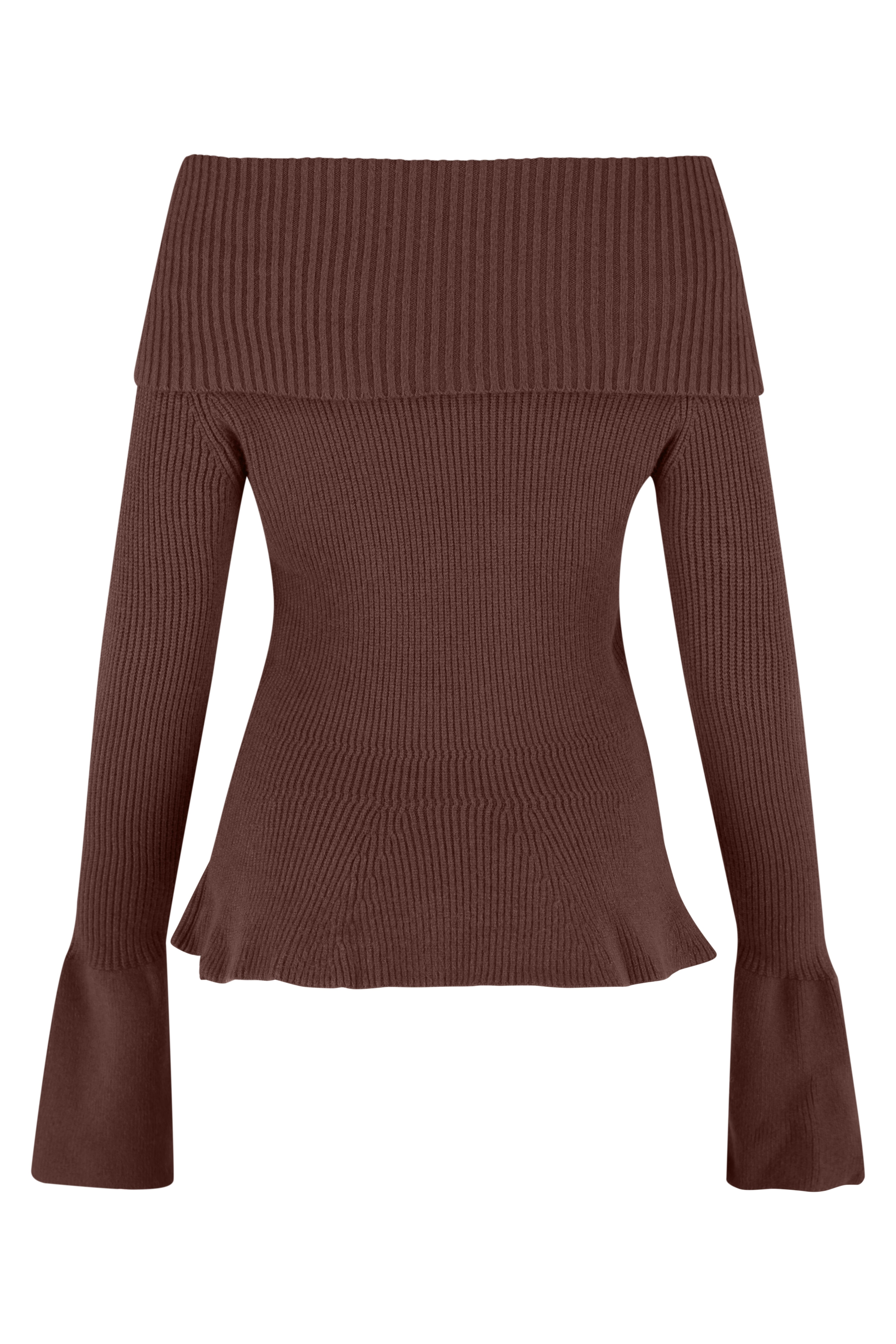 Off-The-Shoulder Knitwear - Brown