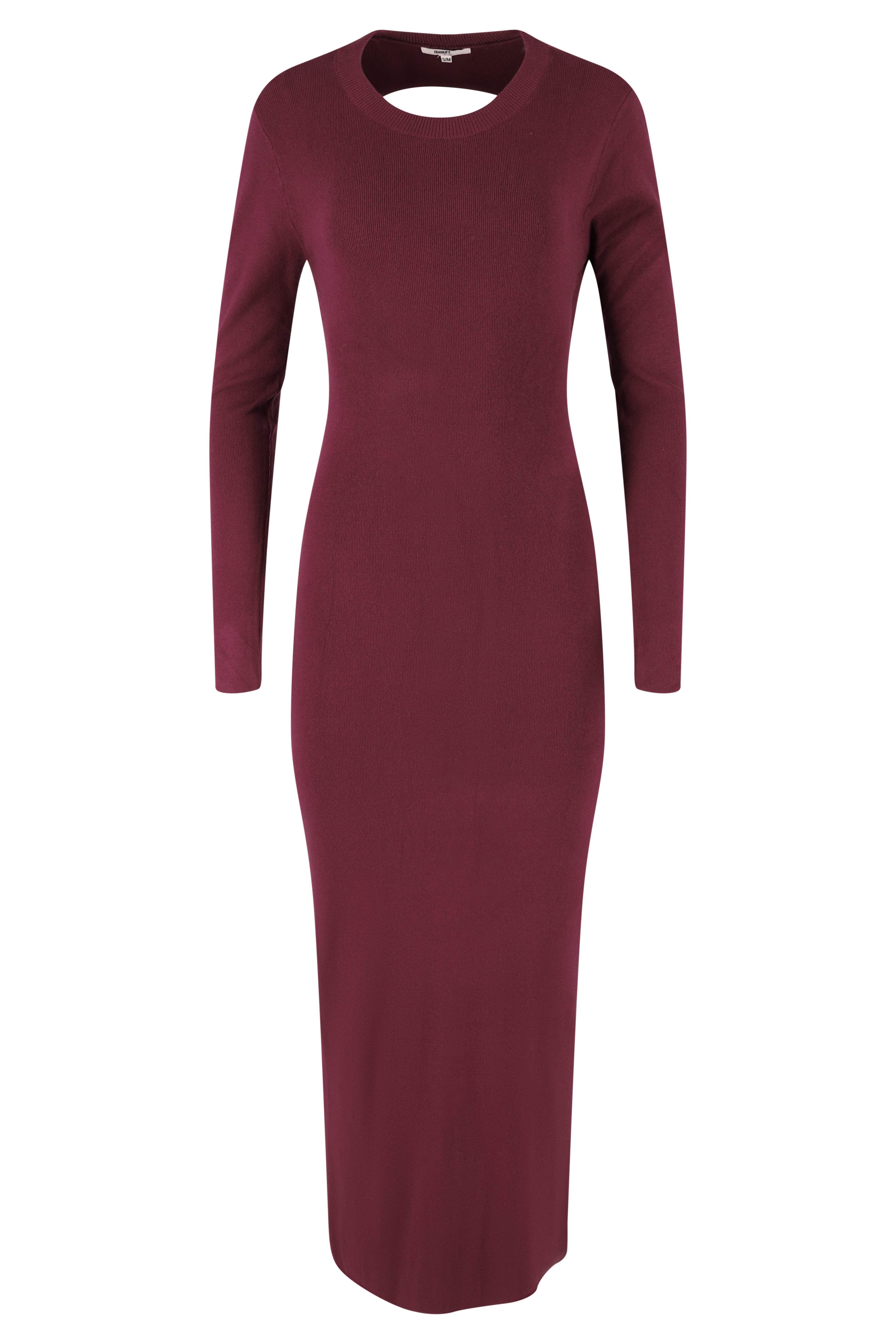 Long Sleeve Knitwear Dress - Bordeaux