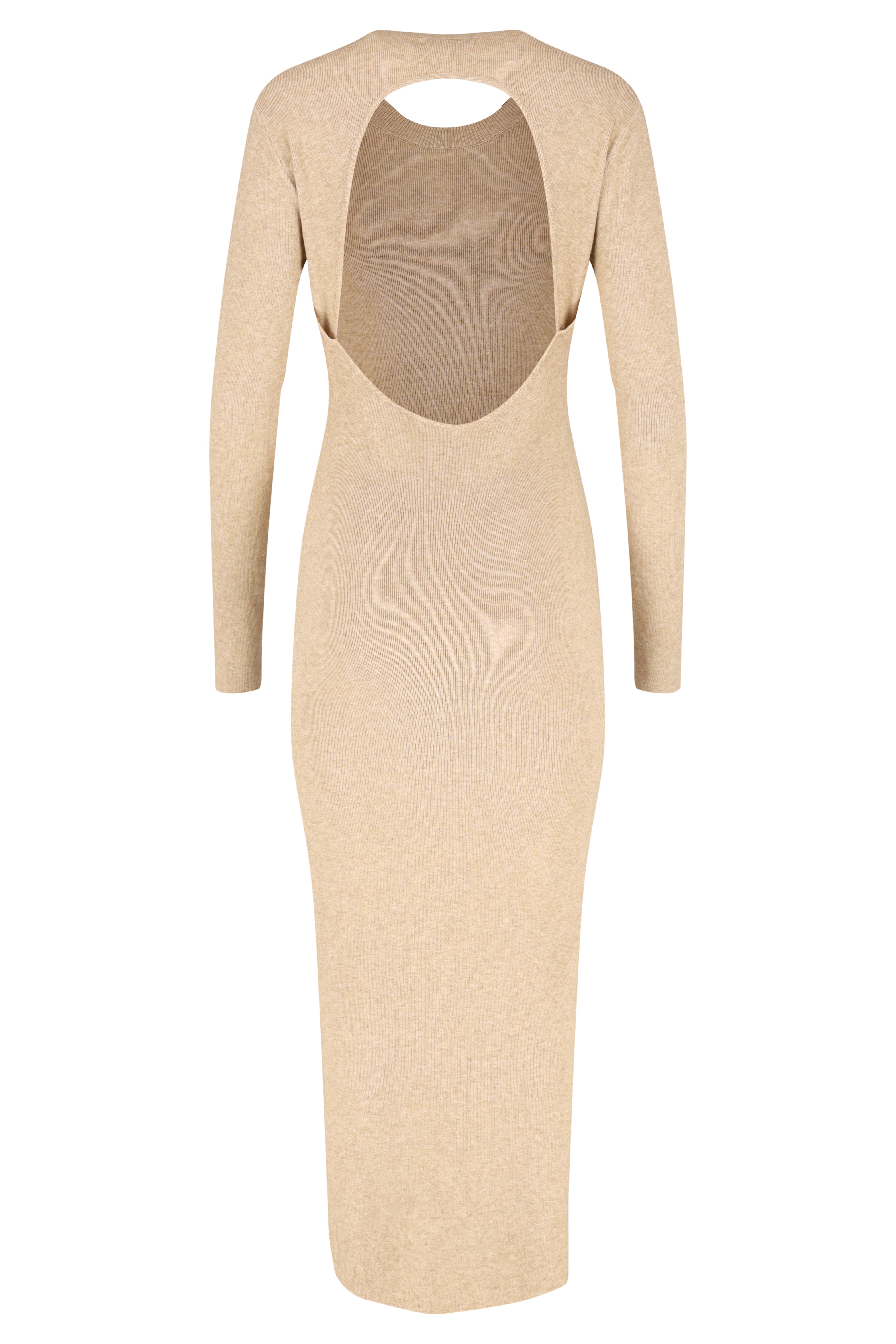 Long Sleeve Knitwear Dress - Beige - Frankie's