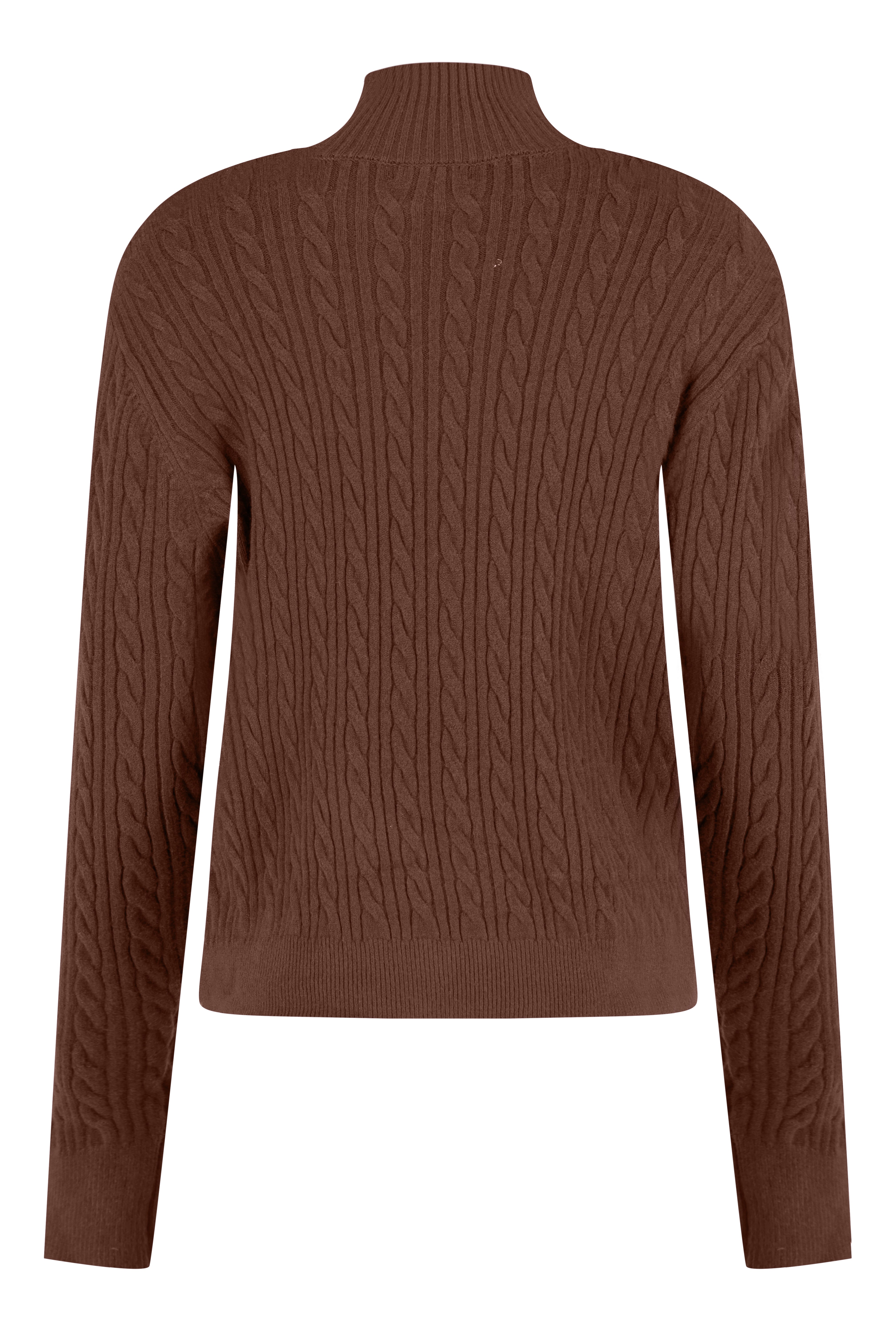 Cable-Knit Mock-Neck Sweater - Brown