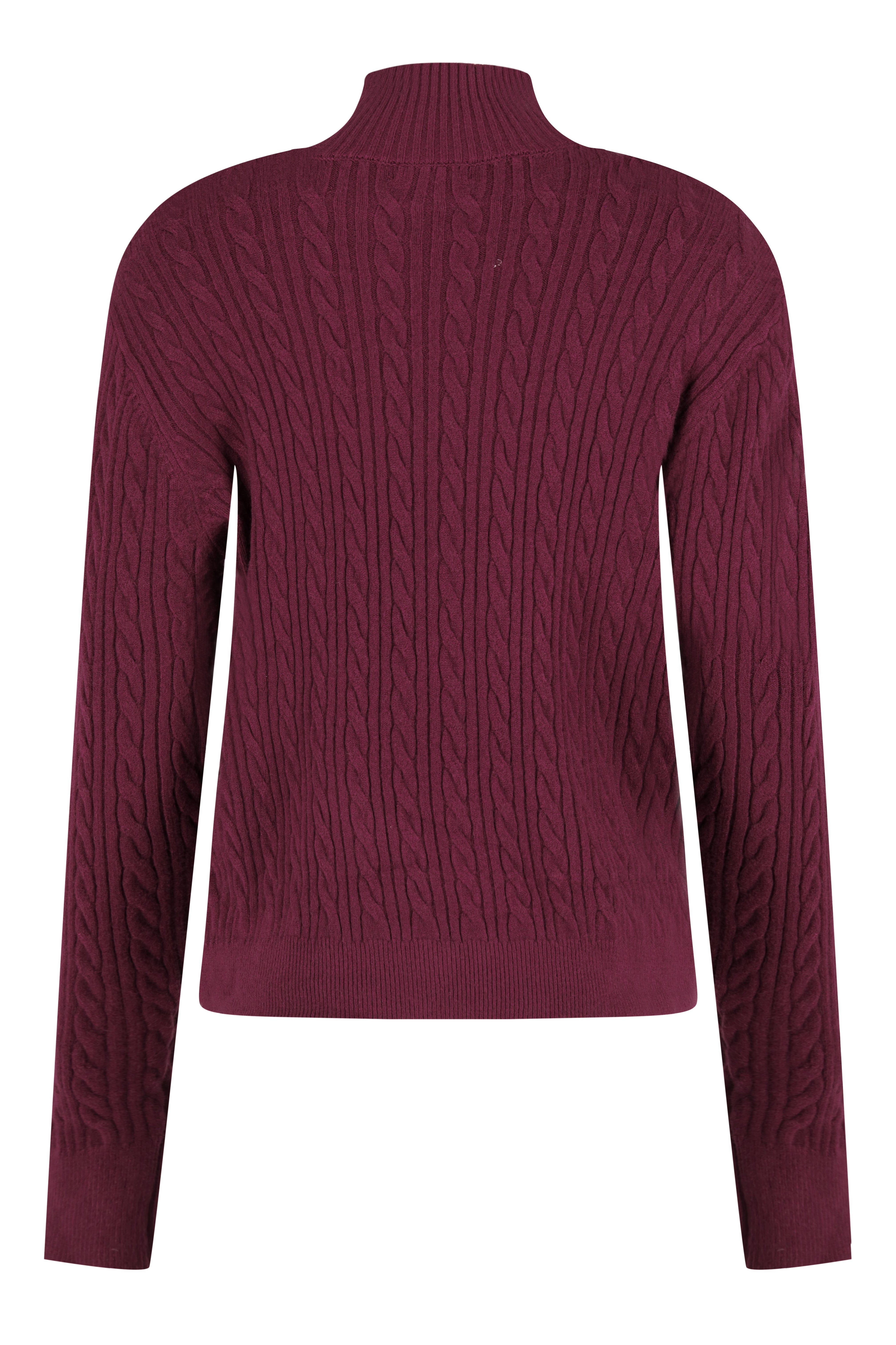 Cable-Knit Mock-Neck Sweater - Bordeaux