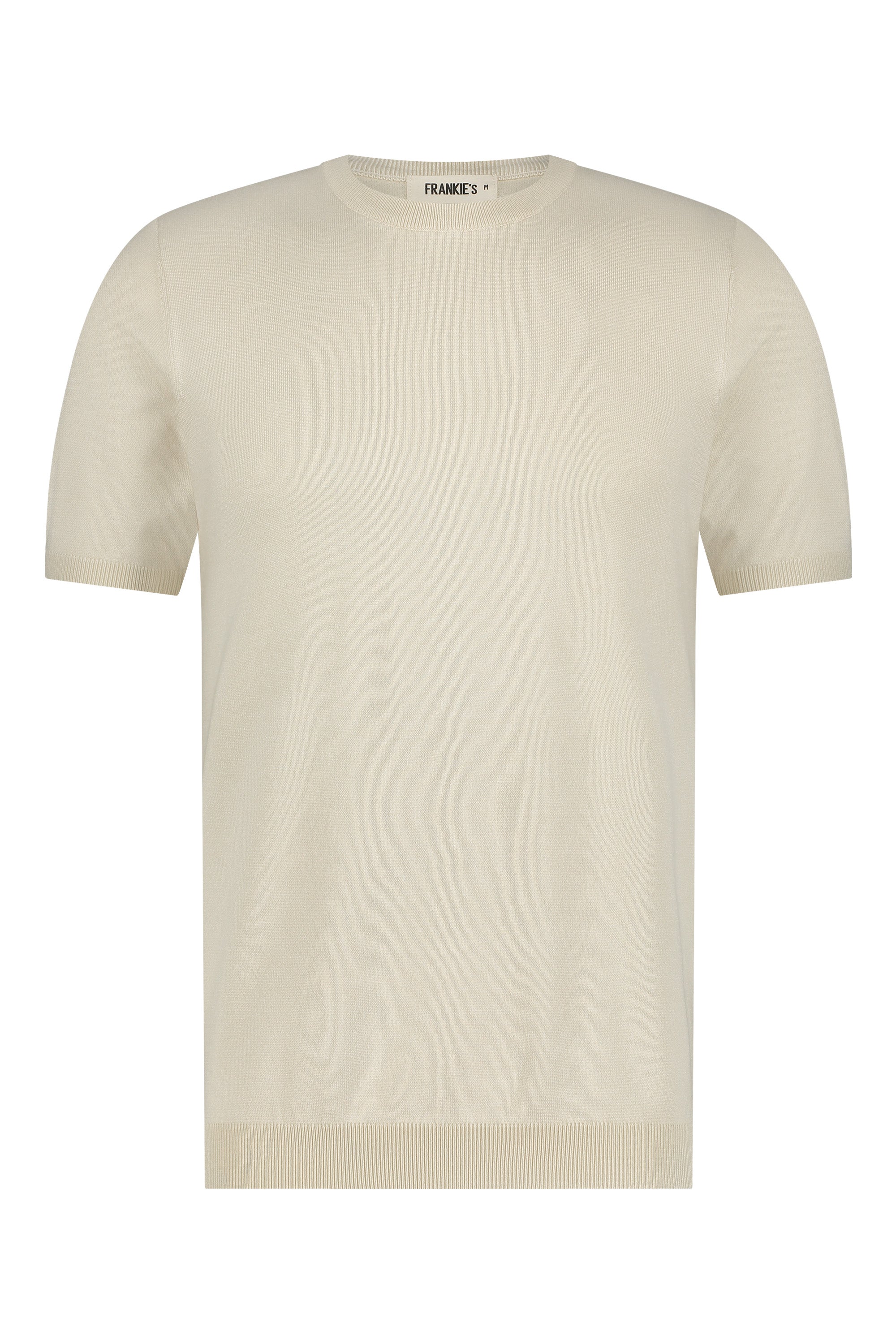 T-Shirt aus Strick mit kurzen Ärmeln in Beige