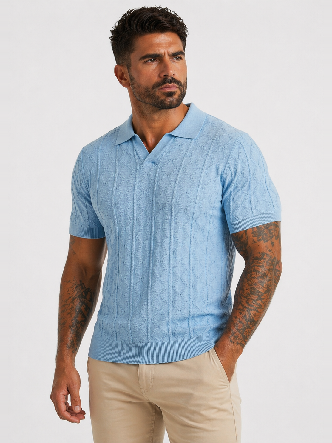 Porto Textured Polo Light Blue - Frankie's