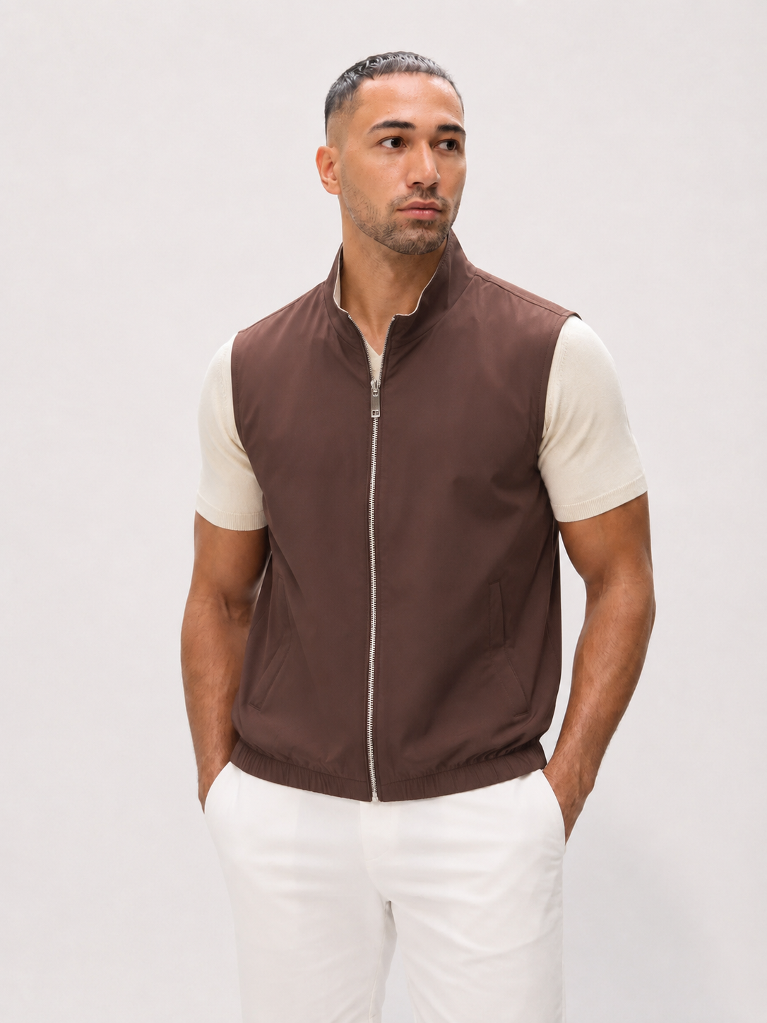 Reversible bodywarmer Brown Beige