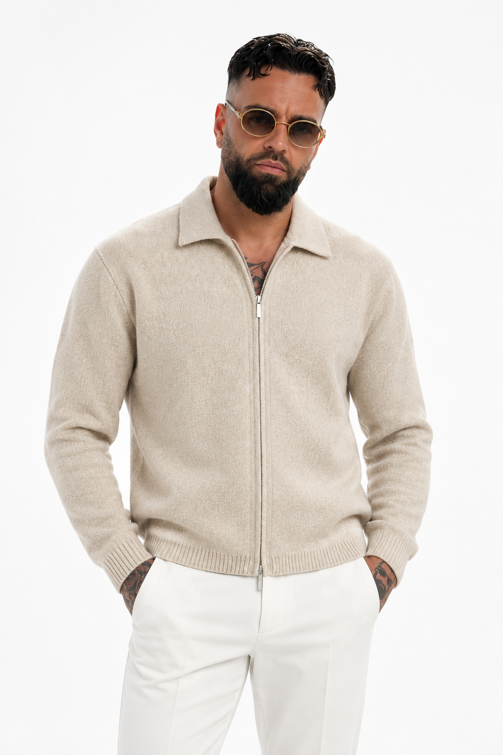 The Lorenzo Zip Knit Beige