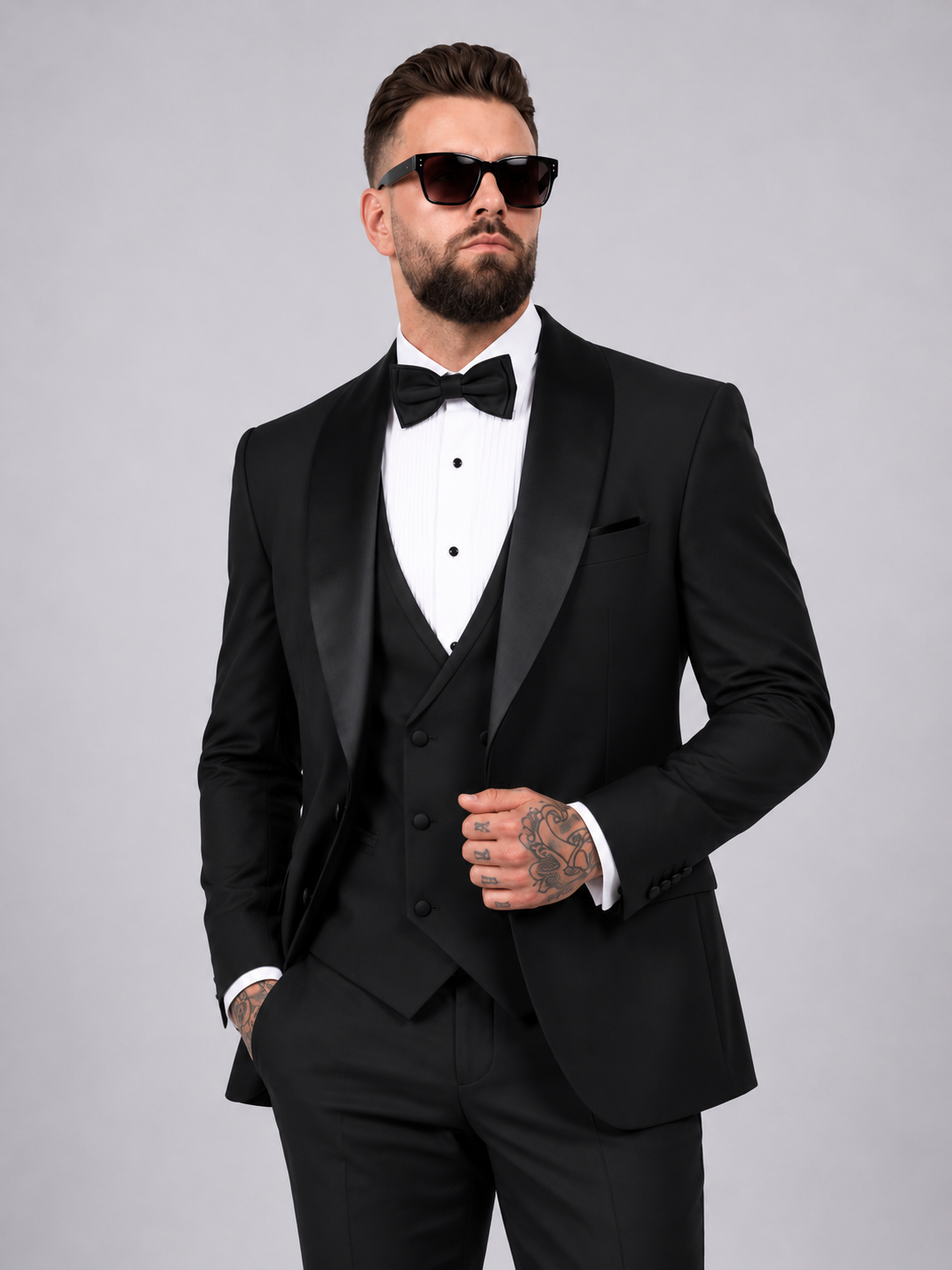 Frankie Premium 4-piece wedding suit black
