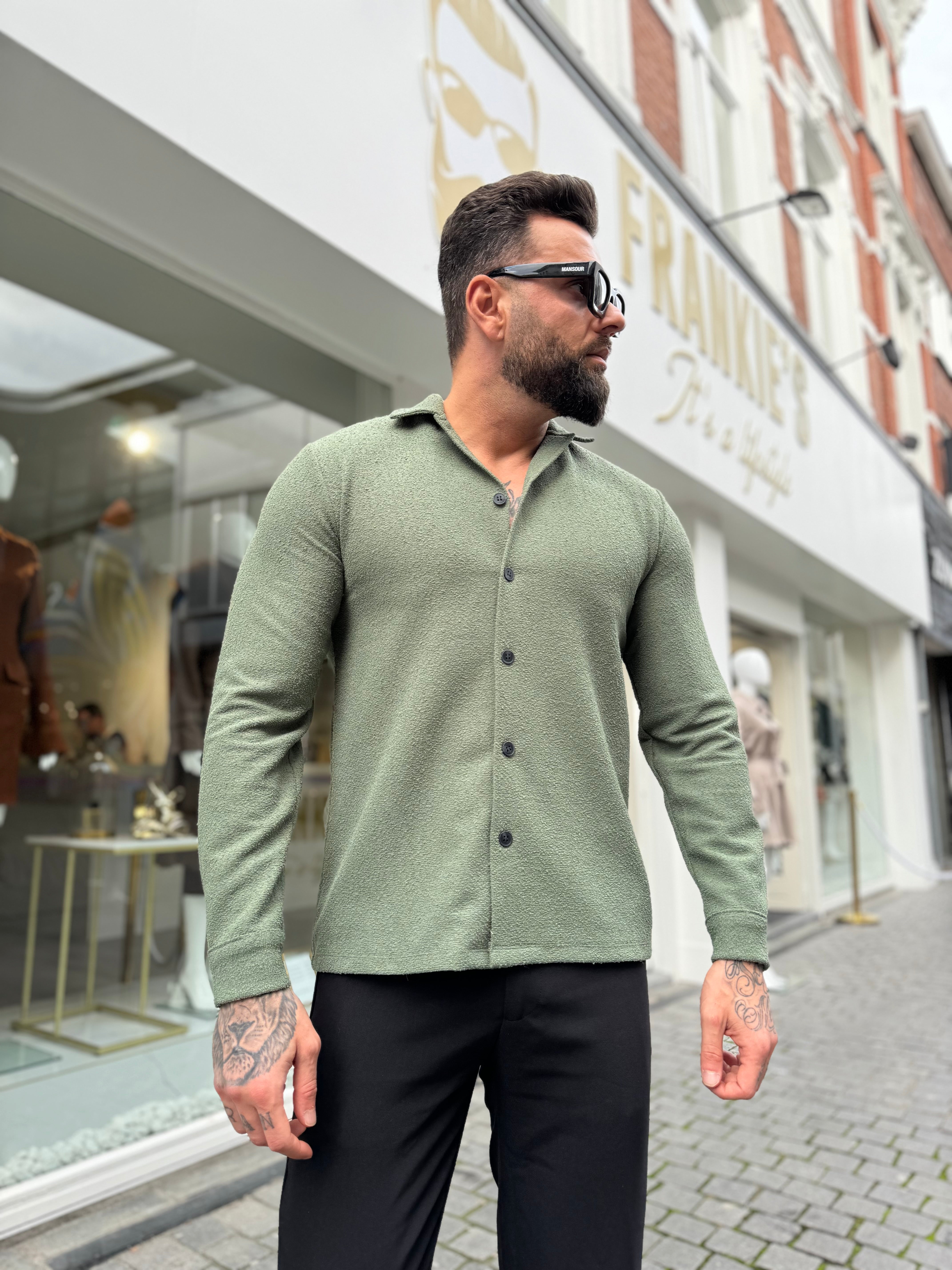 Terry shirt long sleeve khaki green