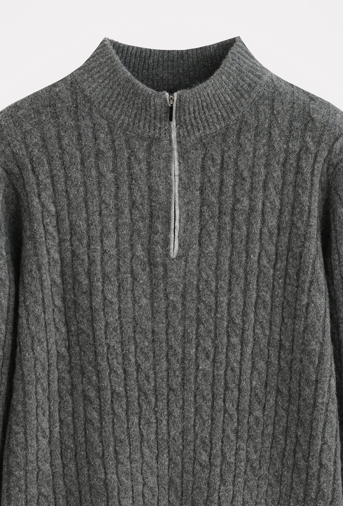 Aosta Cable Knit Quarter Zip Grey