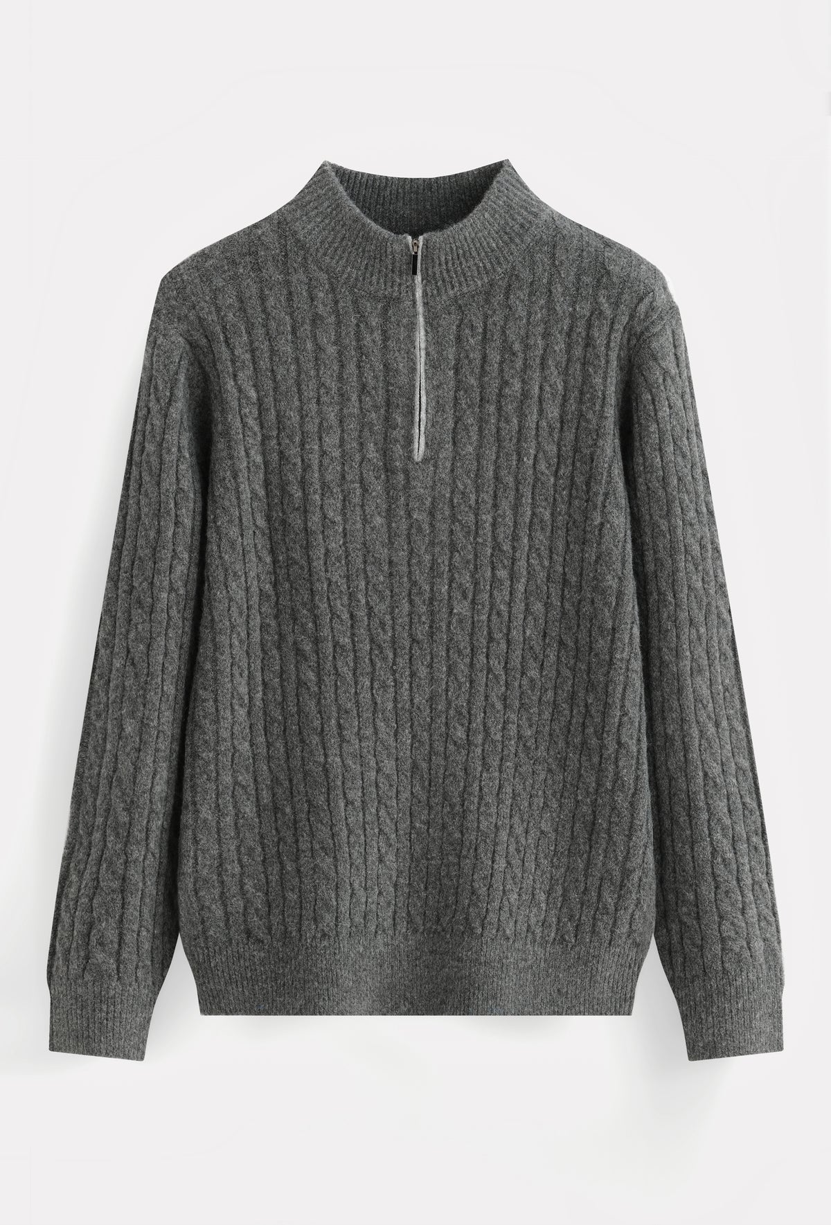 Aosta Cable Knit Quarter Zip Grey
