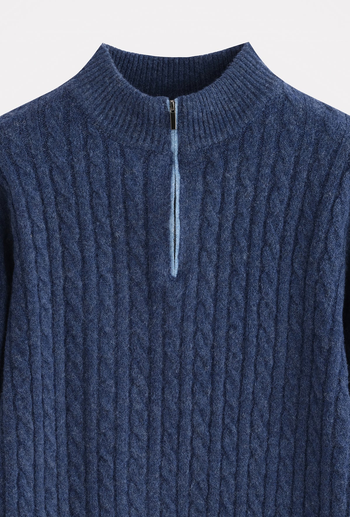 Aosta Cable Knit Quarter Zip Navy Blue