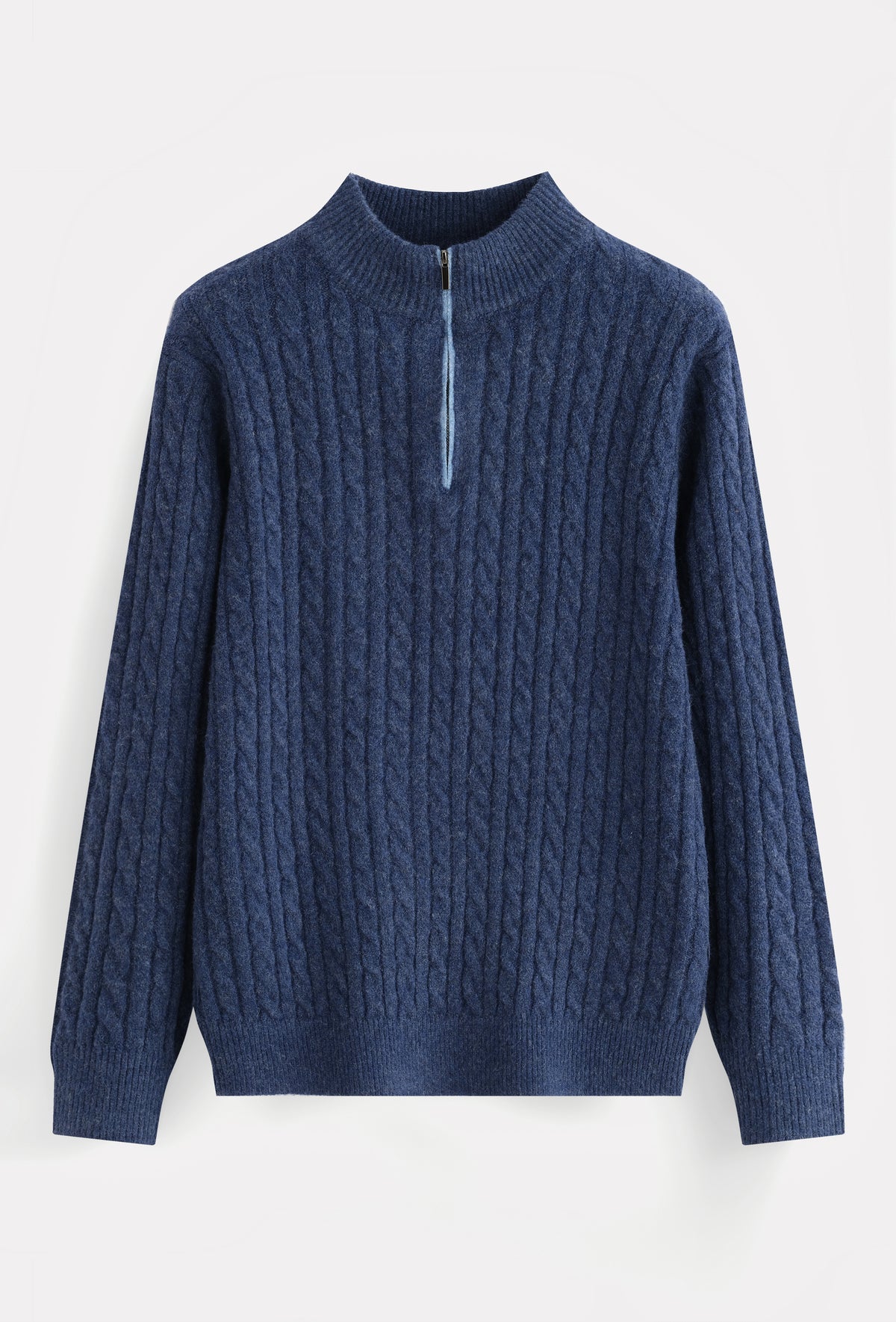 Aosta Cable Knit Quarter Zip Navy Blue