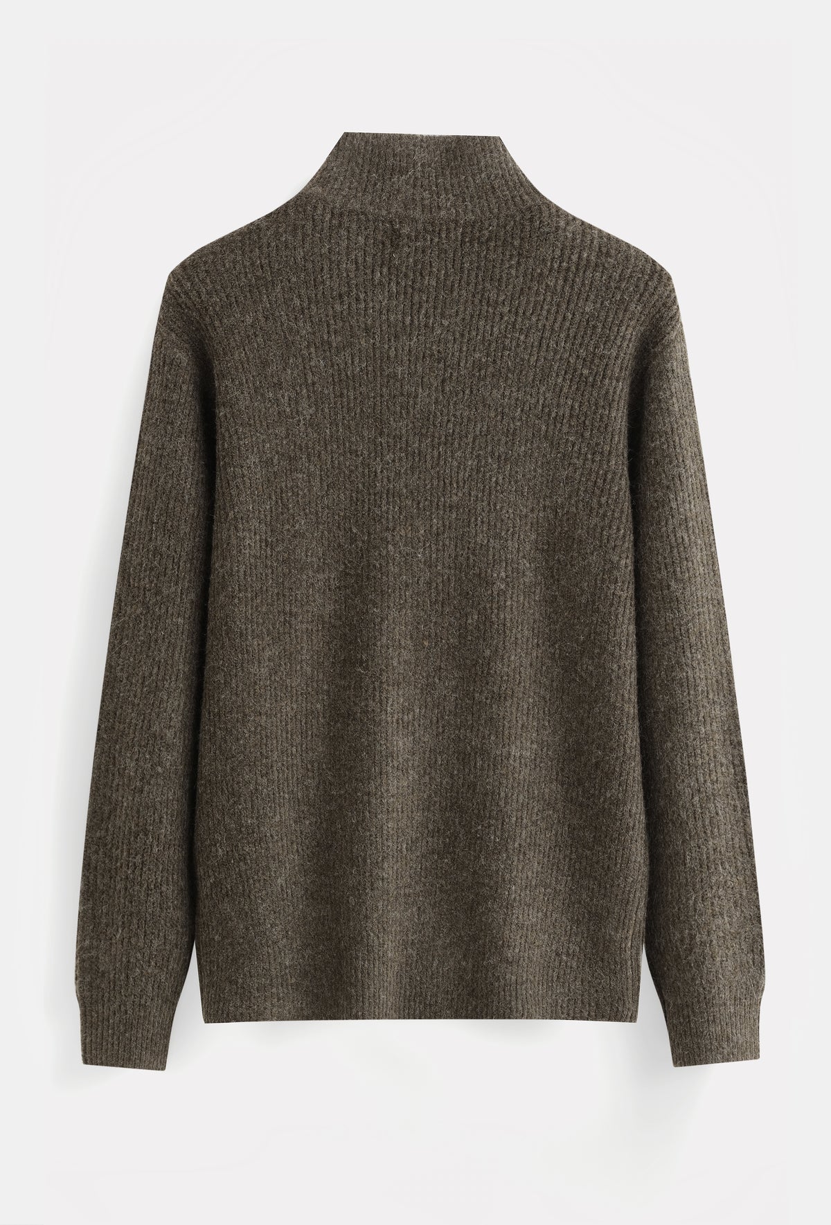 Merano Rib Knit Zip Cardigan Dark Brown