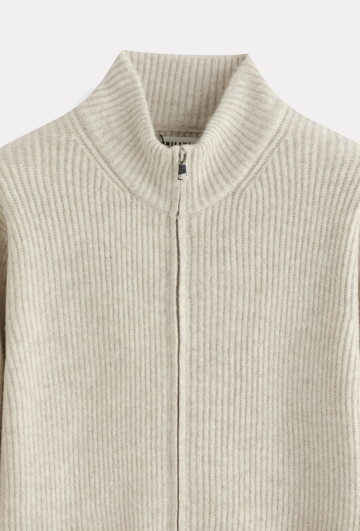 Merano Rib Knit Zip Cardigan Beige