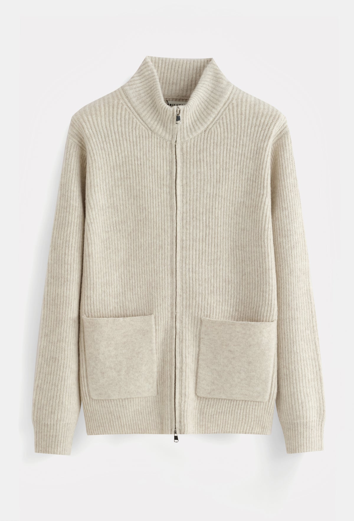 Merano Rib Knit Zip Cardigan Beige