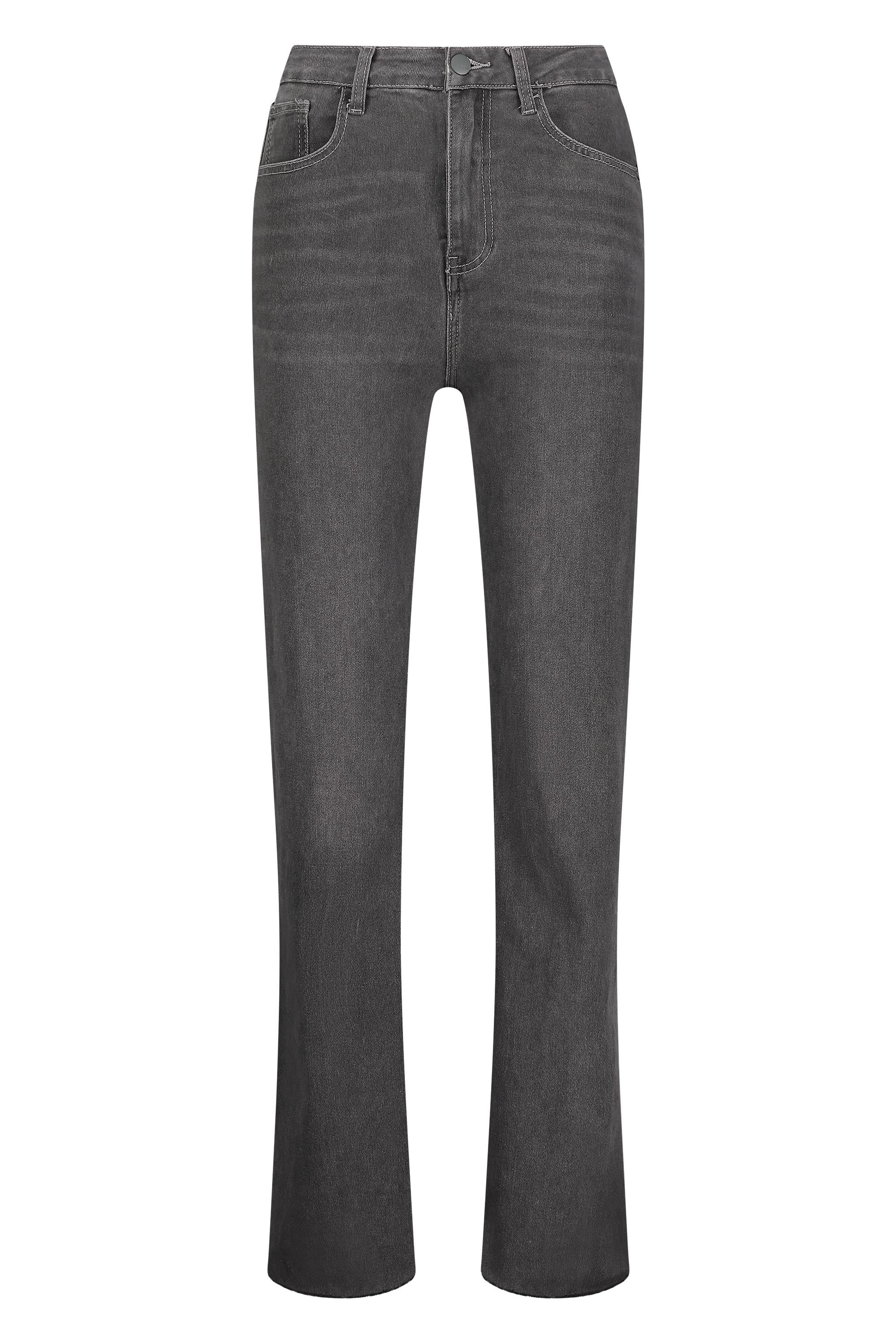 Dunkelgraue Stretch-Jeans mit geradem Bein