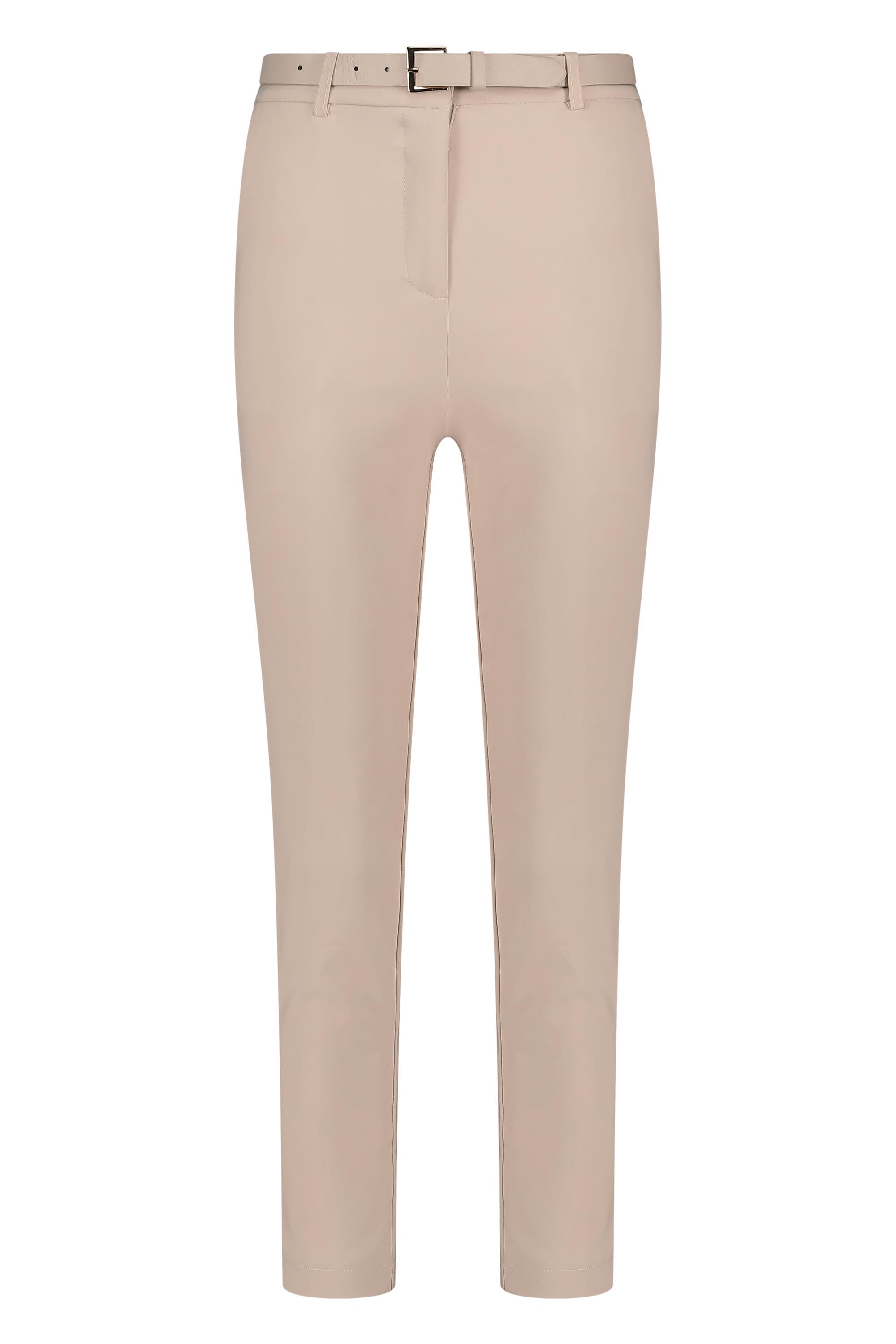 Slim fit pantalon with belt beige