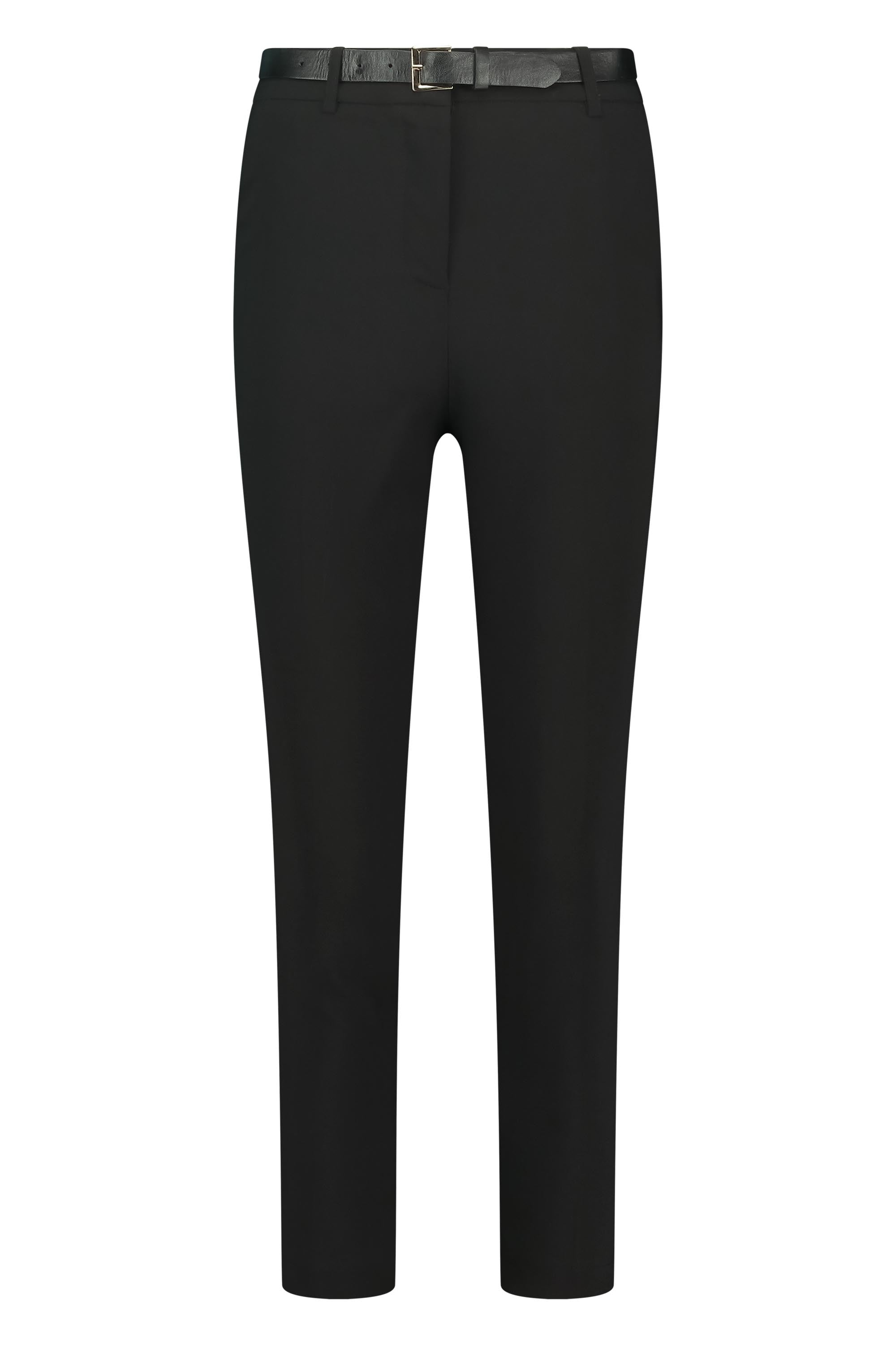 Slim fit stretch pantalon with belt black