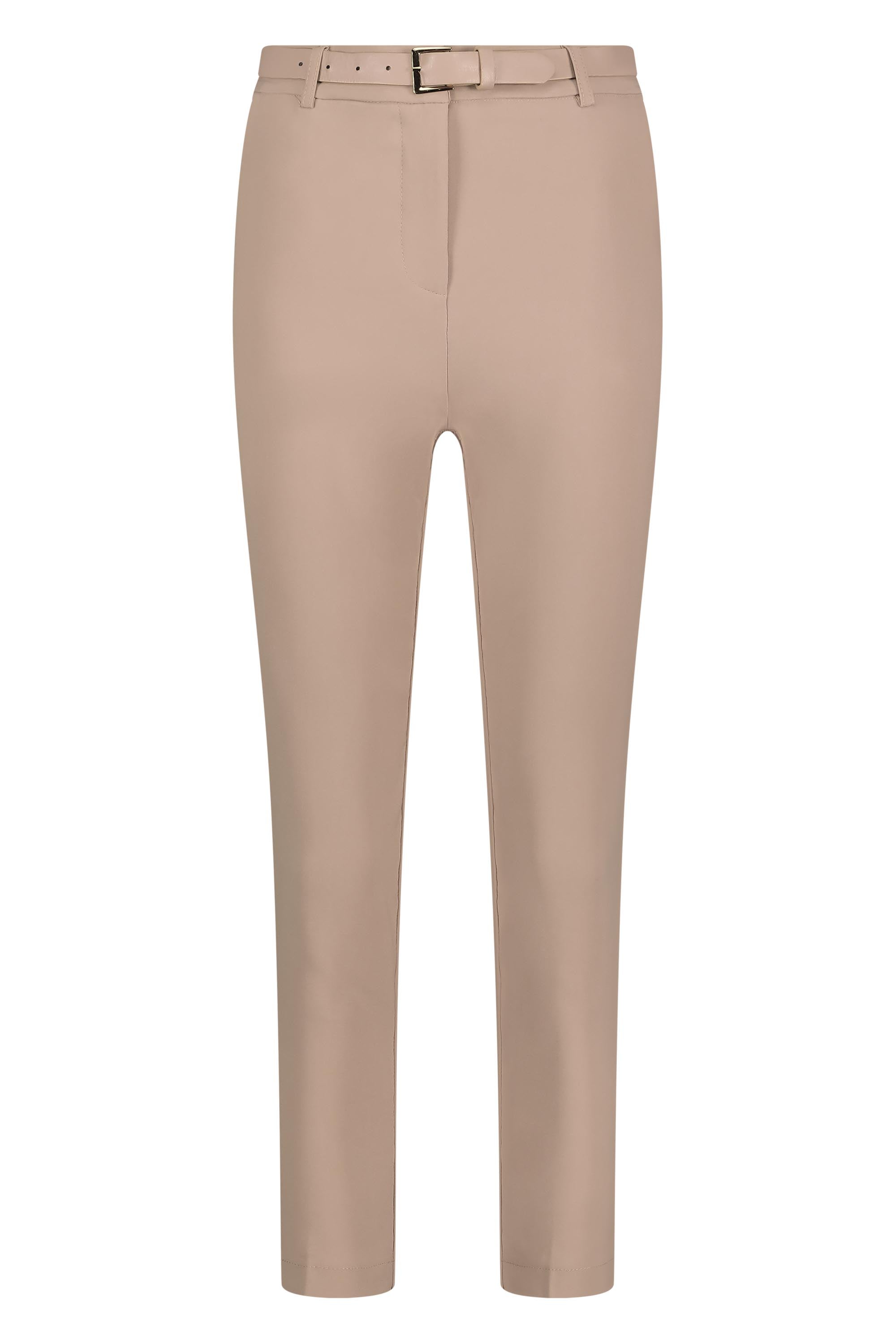 Slim fit stretch pantalon with belt old pink