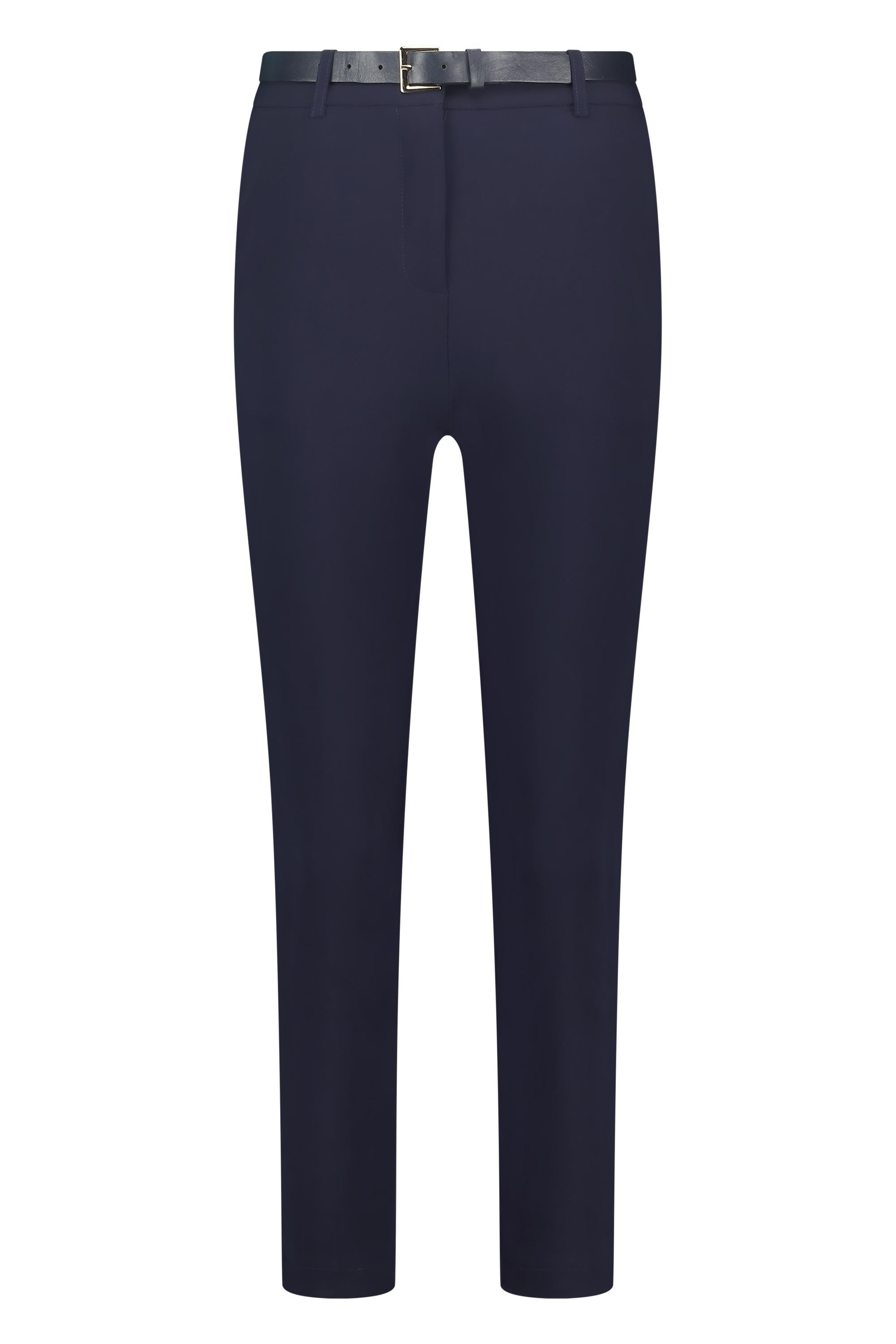 Slim fit pantalon with belt navy blue