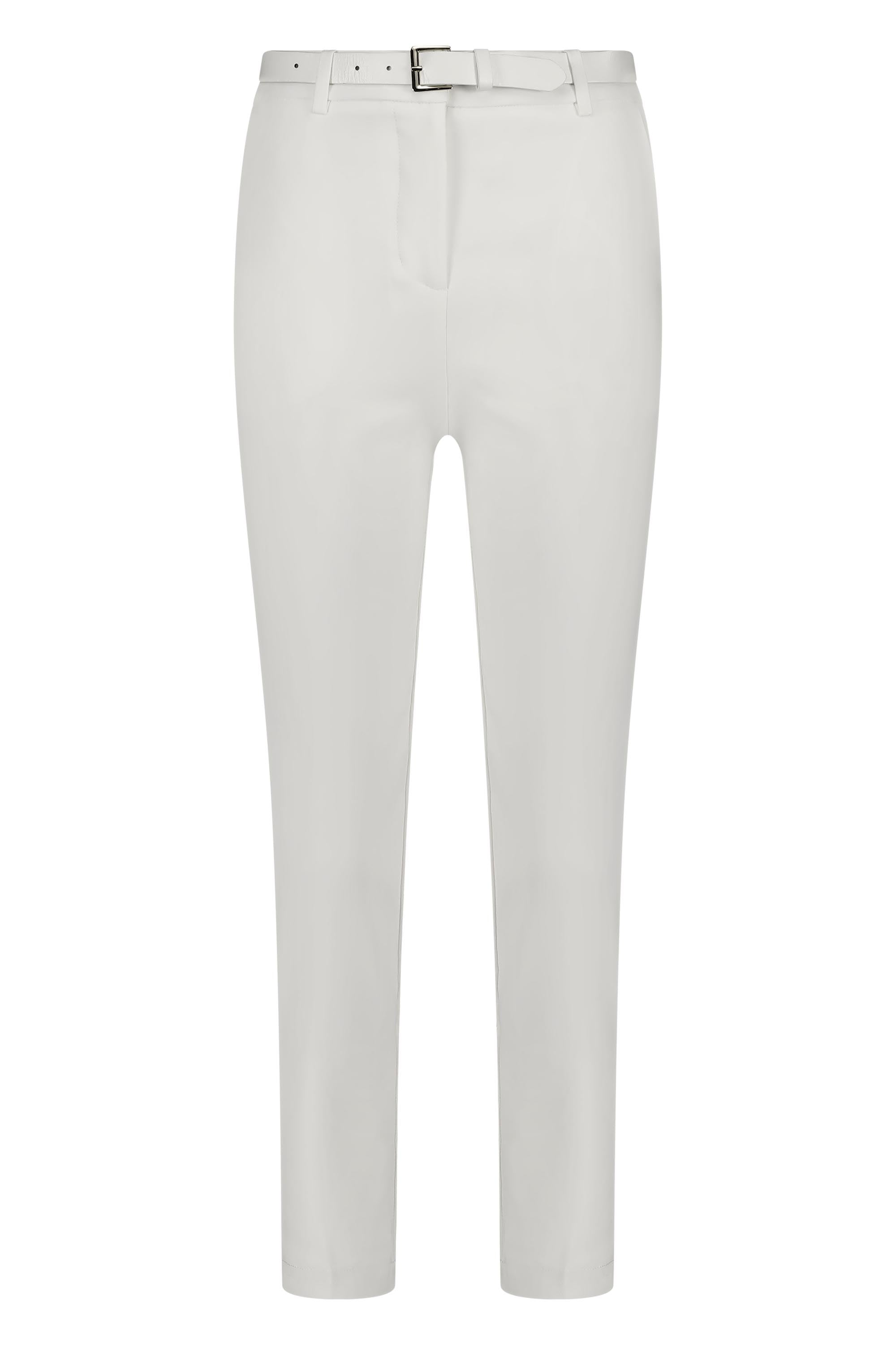 Slim fit stretch pantalon with belt white