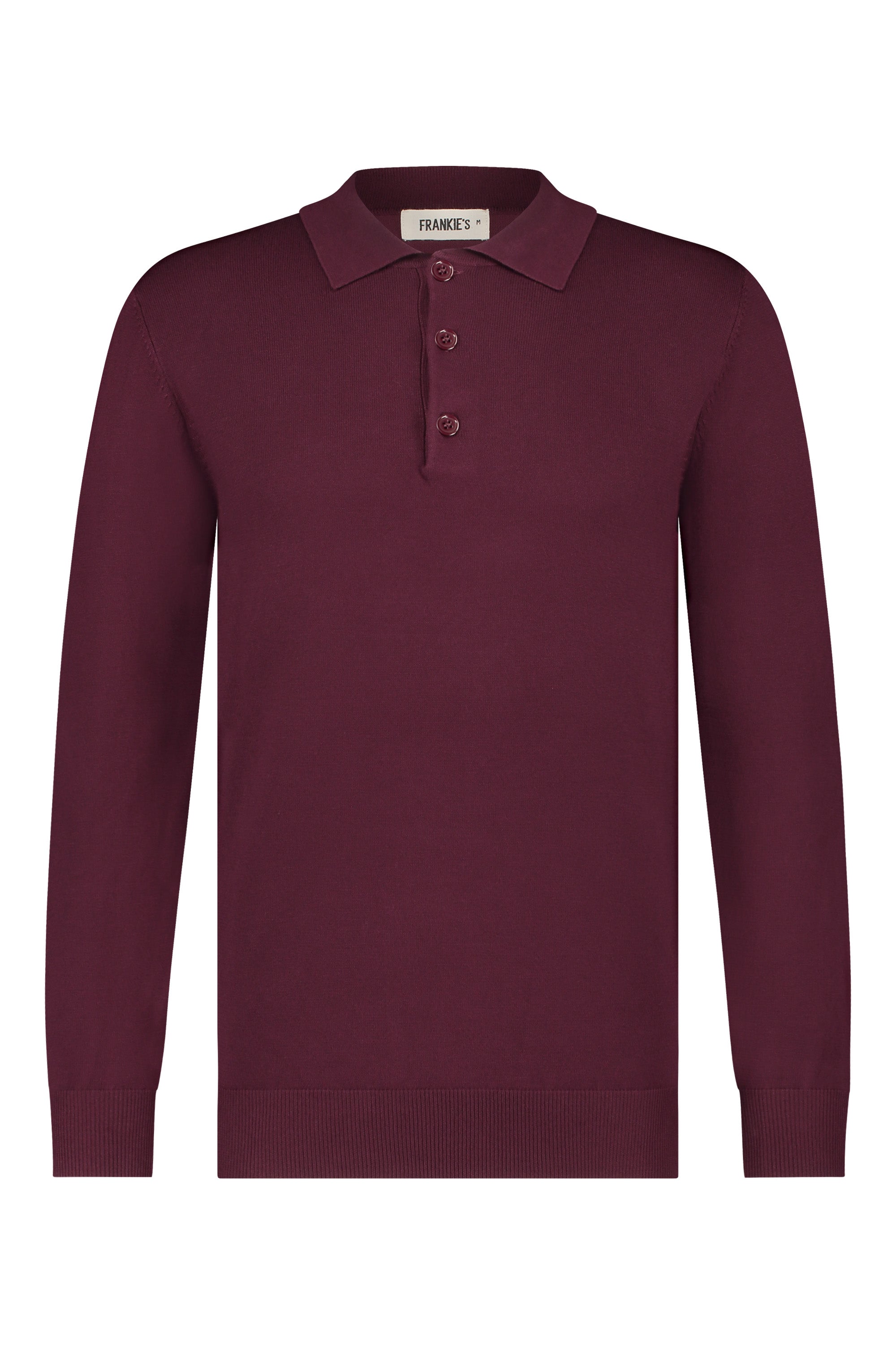 Polo knitwear long sleeve buttons bordeaux