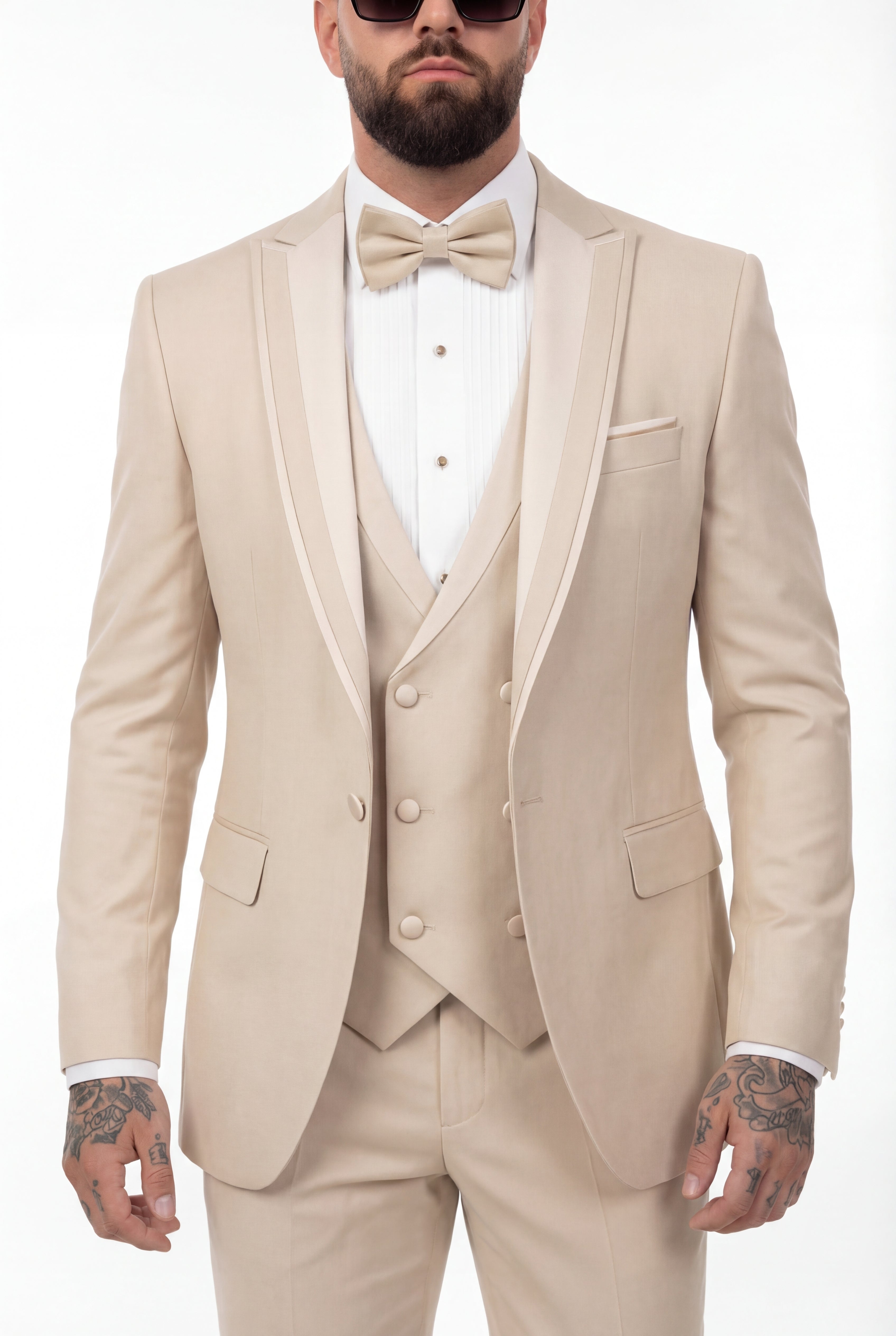 Frankie premium 4-piece wedding suit beige